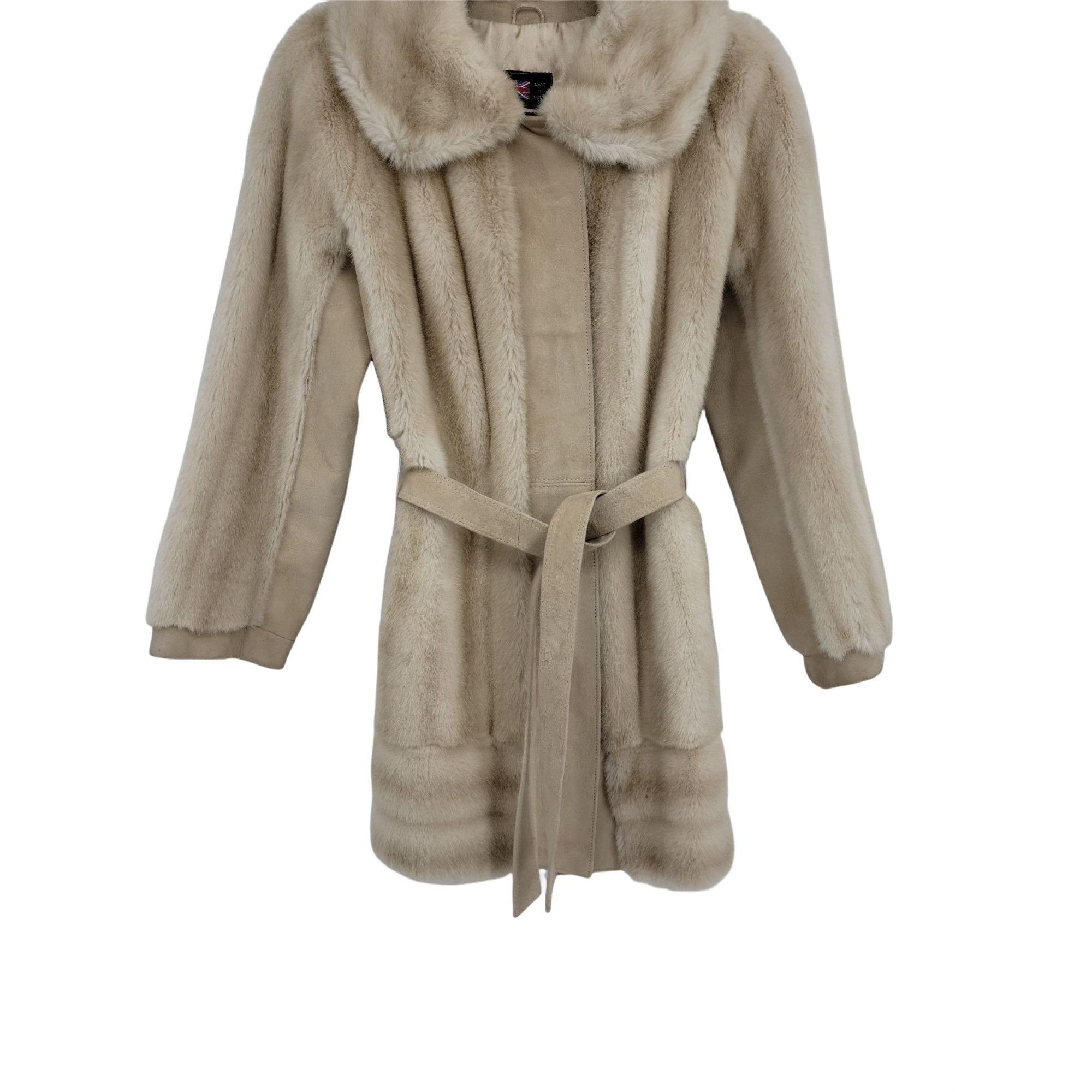 Vintage Vtg 60's Lilli Ann Vegan Faux Fur Penny Lane Coat Sz S Belte Size S / US 4 / IT 40 - 5 Thumbnail
