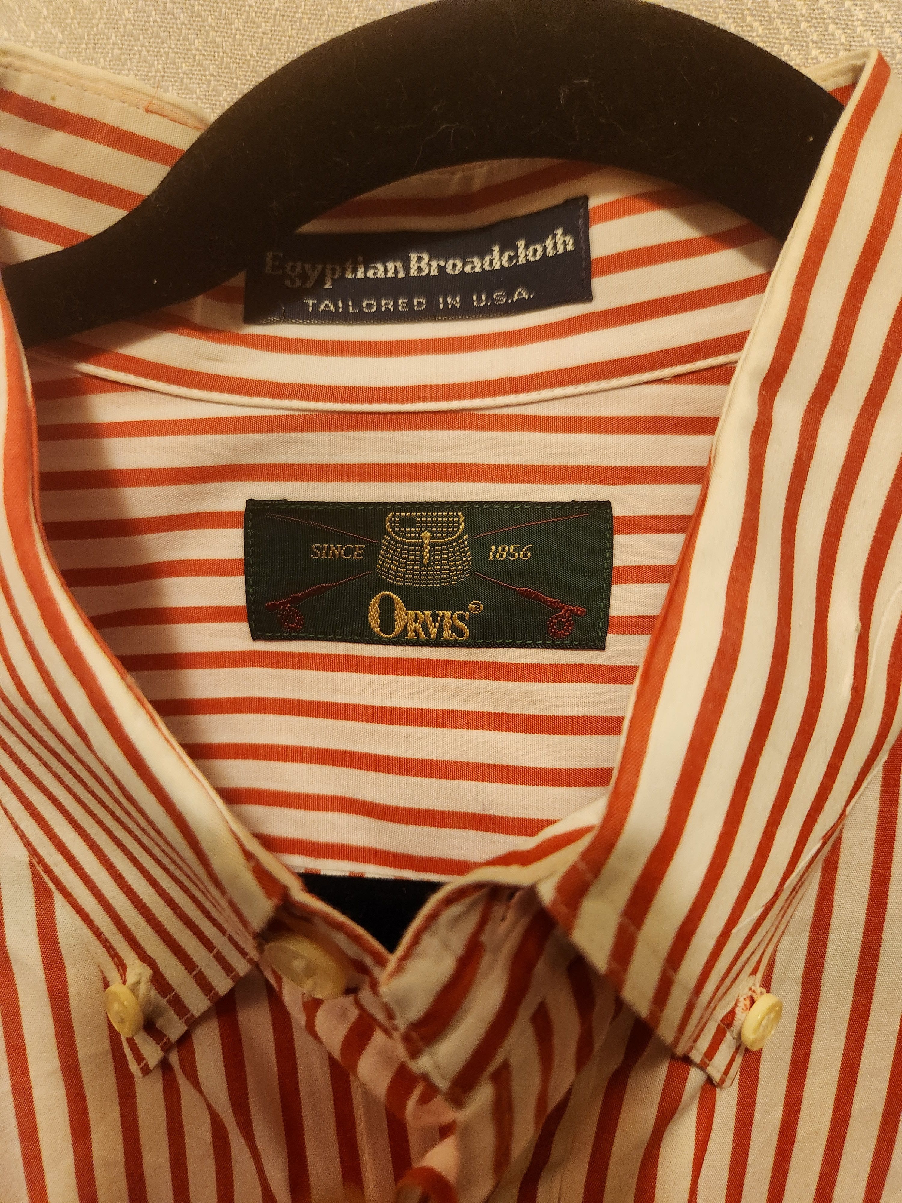 Orvis Vtg 100% Cotton Red and White Striped Button Front Shirt Size US XL / EU 56 / 4 - 3 Thumbnail