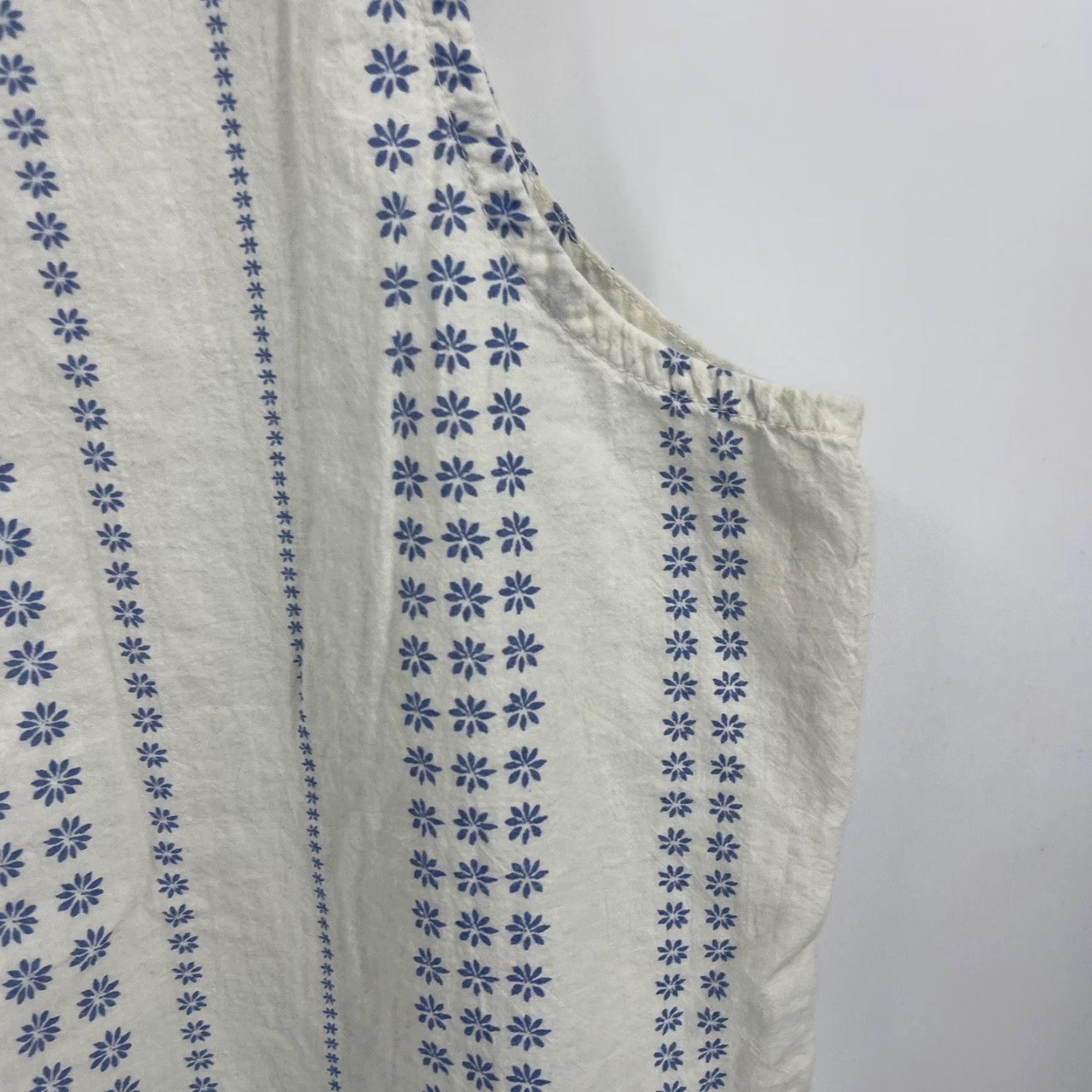 Vintage Current/Elliott blouse Womens M Daisy Stripe Ballet Tank White Cottagecore Tank Top White Bohemian All Seasons Womens Size M / US 6-8 / IT 42-44 - 7 Thumbnail