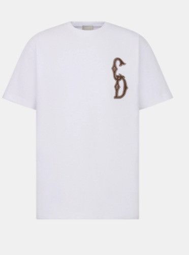 Dior o1w1db10924 Interlaced Relaxed-Fit T-Shirt in White Size US M / EU 48-50 / 2 - 1 Thumbnail