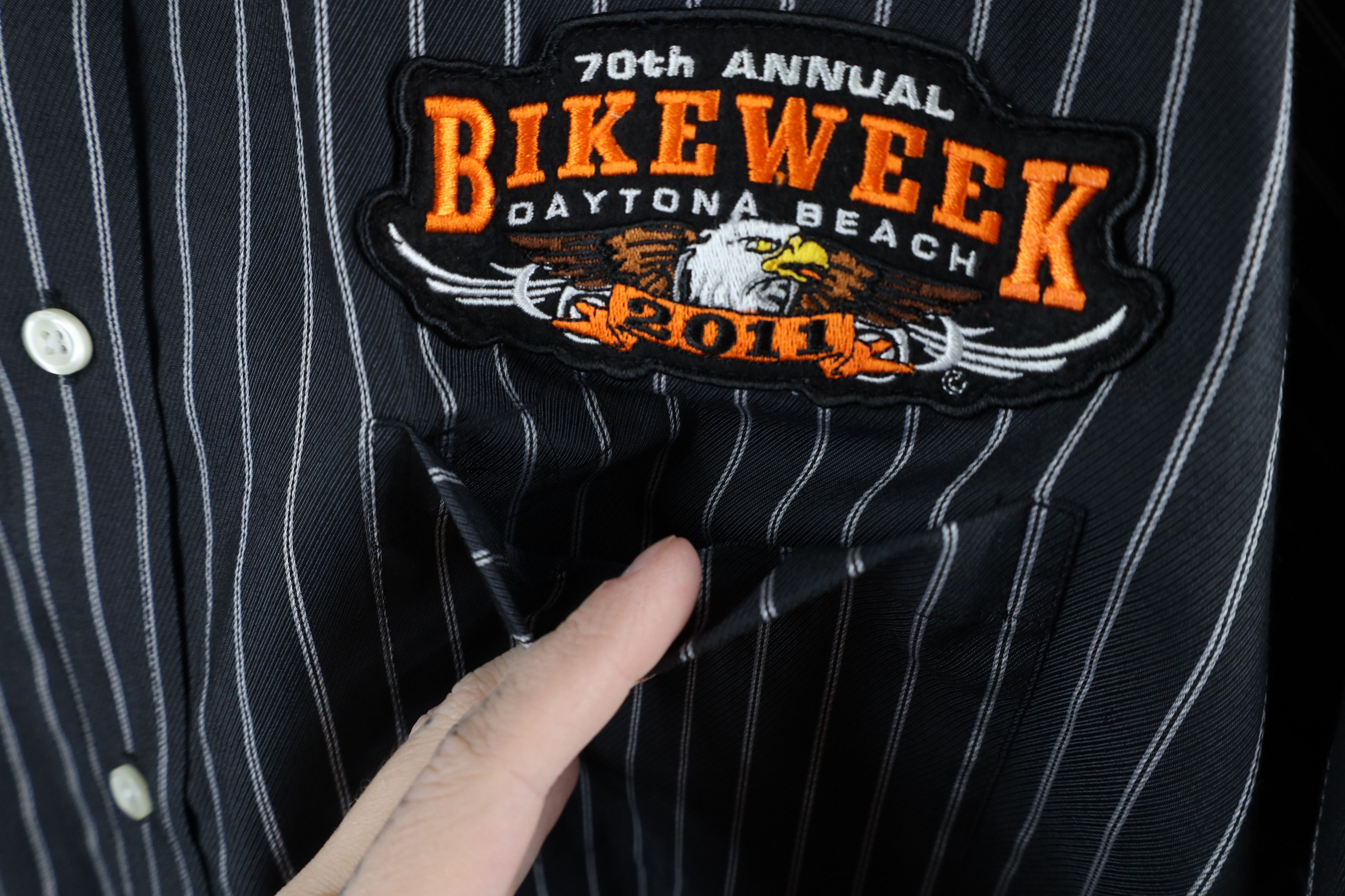 Vintage Vintage Y2K 2011 Daytona Bike Week Striped Button Down Shirt Size US XL / EU 56 / 4 - 6 Thumbnail