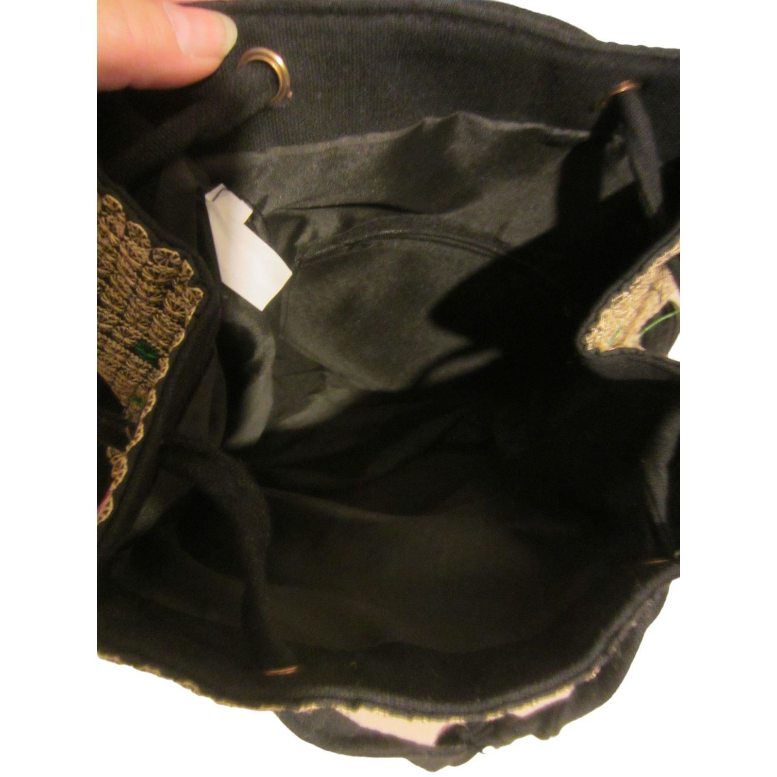 Vintage Boho Embroidered Floral Backpack Black Red Rose Folk Size ONE SIZE - 11 Thumbnail