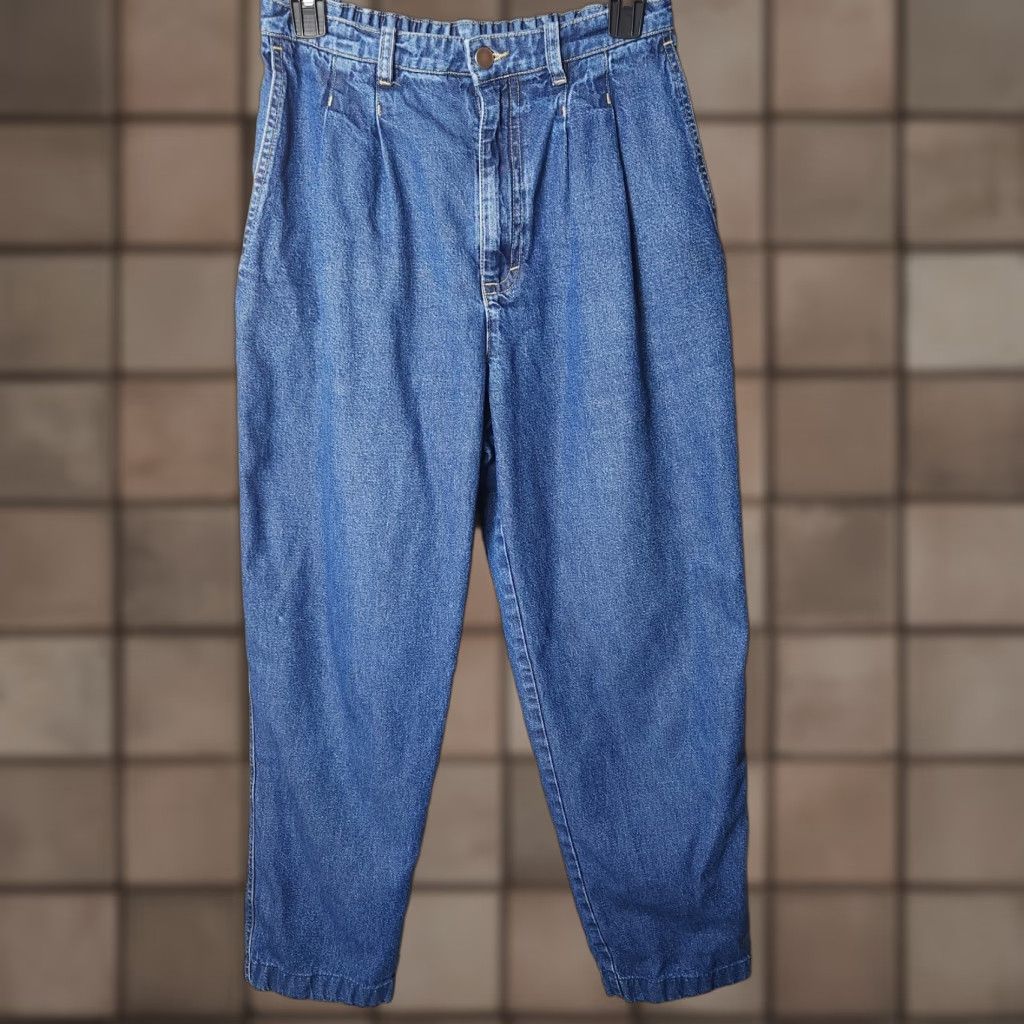 Vintage VINTAGE Compagnie Group B Jeans High Rise Pleated Front Elastic Back - Size 8, Denim, Blue, 1990s, USA, Regular, Mens? Size 30" / US 8 / IT 44 - 1 Thumbnail