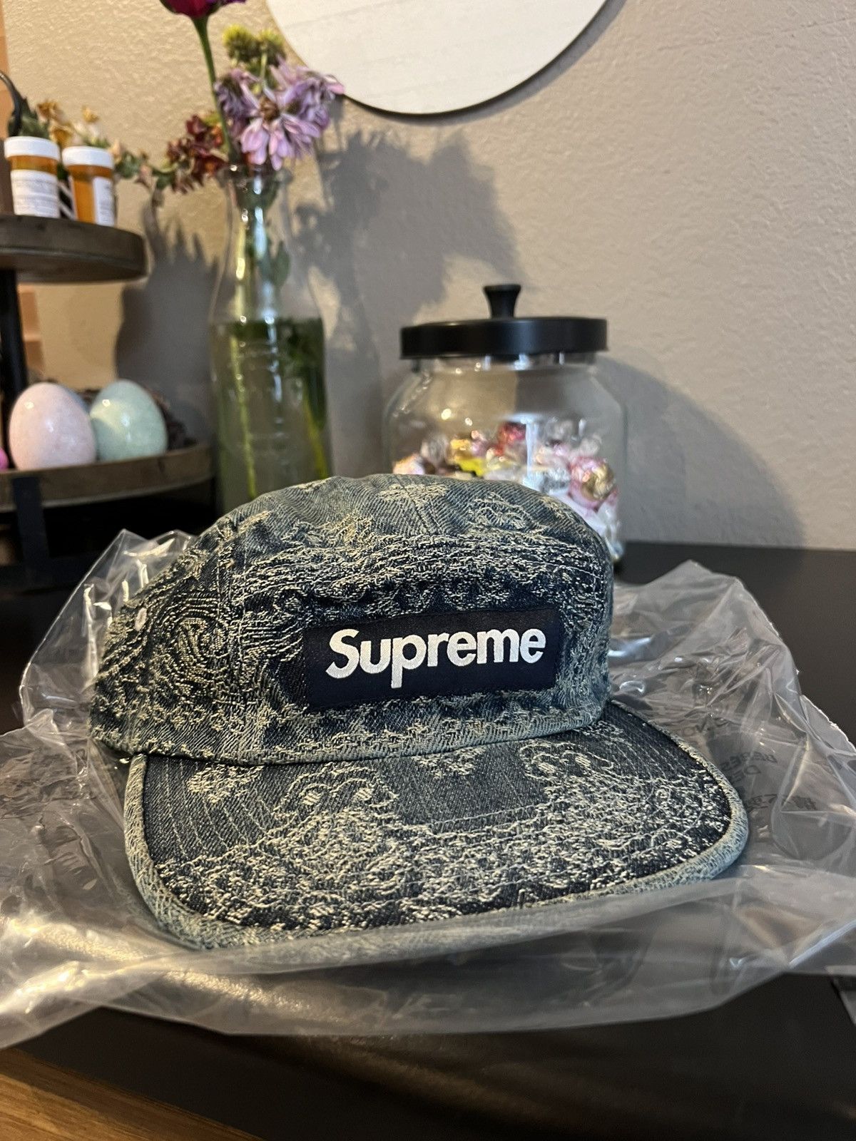 Supreme Bandana Jacquard Denim Camp Cap Blue Size ONE SIZE - 1 Thumbnail