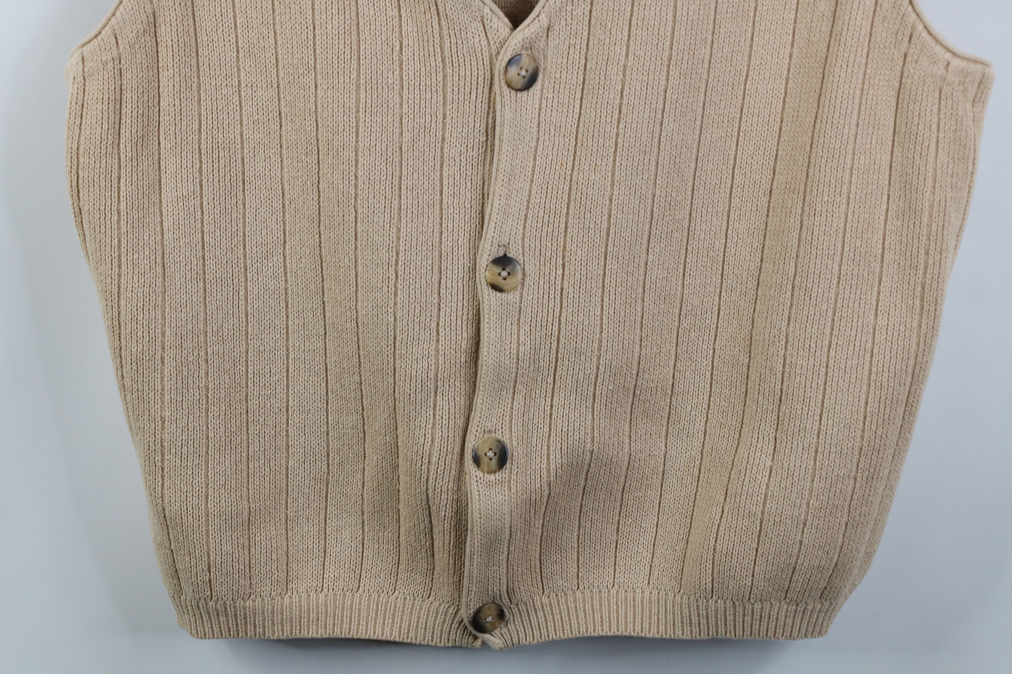 Eddie Bauer Vintage 90s Eddie Bauer Ribbed Knit Sweater Vest Beige Size US L / EU 52-54 / 3 - 3 Thumbnail