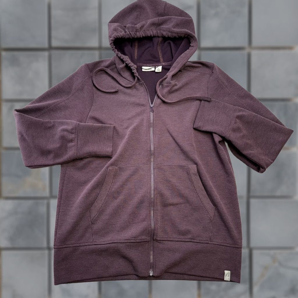 Vintage L.L. Bean Jacket Womens Medium Eggplant Mountainside Micro Waffle Hiking Full Zip Hooded Pockets Regular Fall Spring Summer Winter Size L / US 10 / IT 46 - 1 Thumbnail