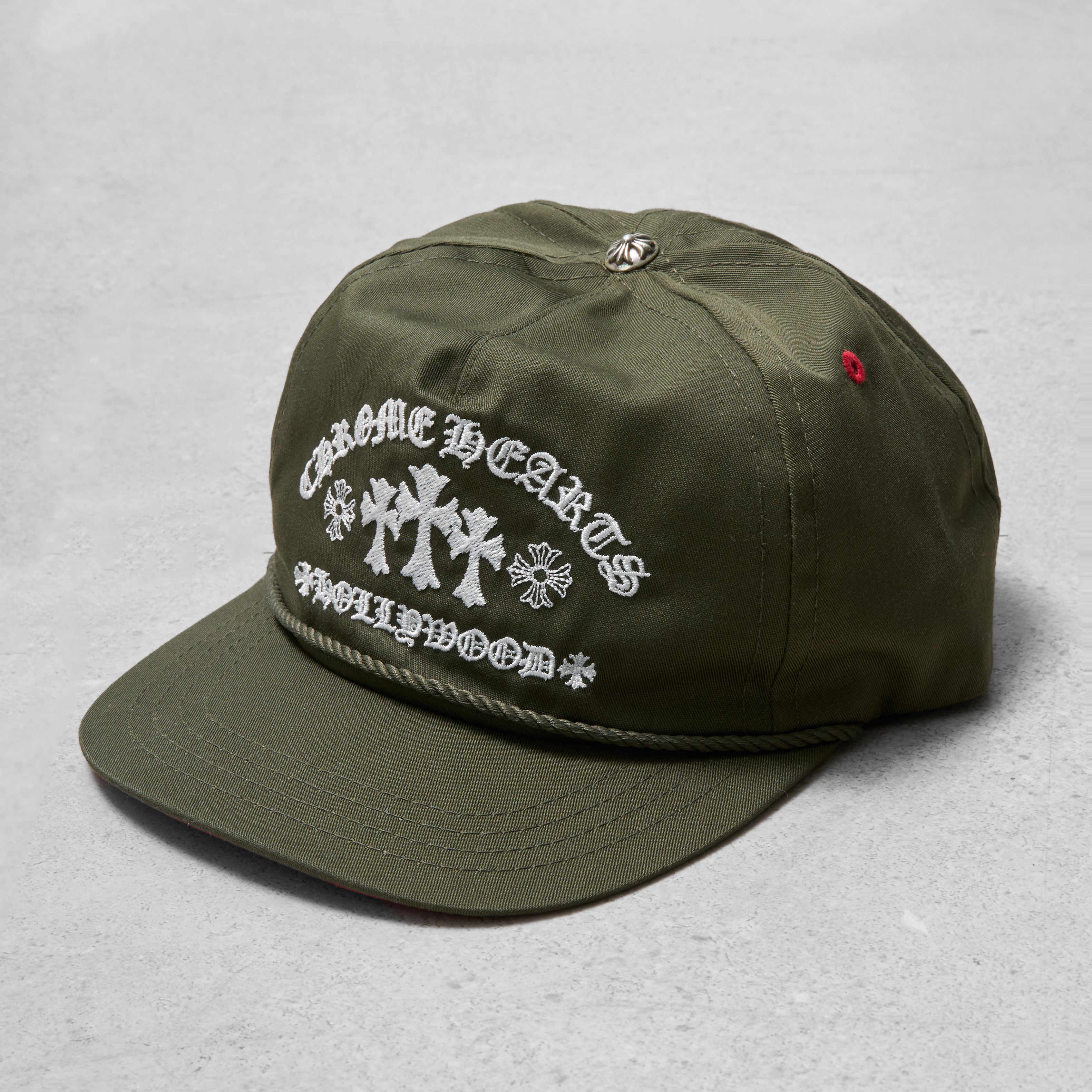 CHROME HEARTS オリーブキャップ Chrome Hearts Gas station triple cross embroidered hat 'olive