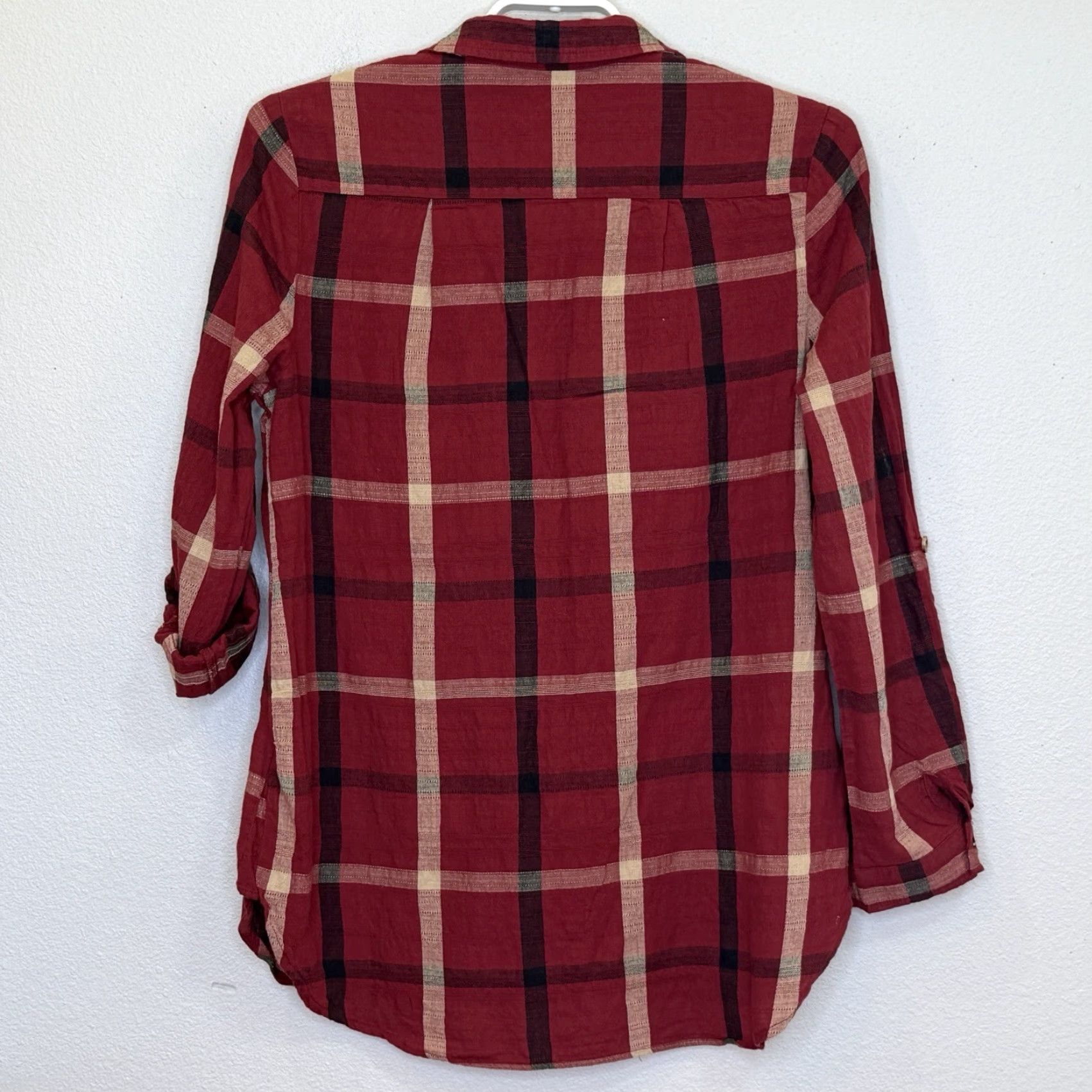 Vintage Orange Creek Button Front Top Womens L Plaid Long Roll Tab Sleeve Casual Shirt Size L / US 10 / IT 46 - 5 Thumbnail