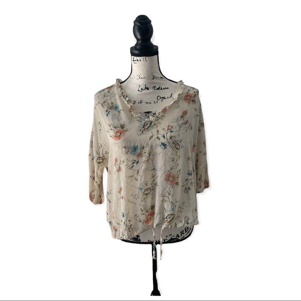 Other DR2 Semi-Sheer Floral Boho Blouse | Size S | Ruffled Necklin Size S / US 4 / IT 40 - 1 Thumbnail