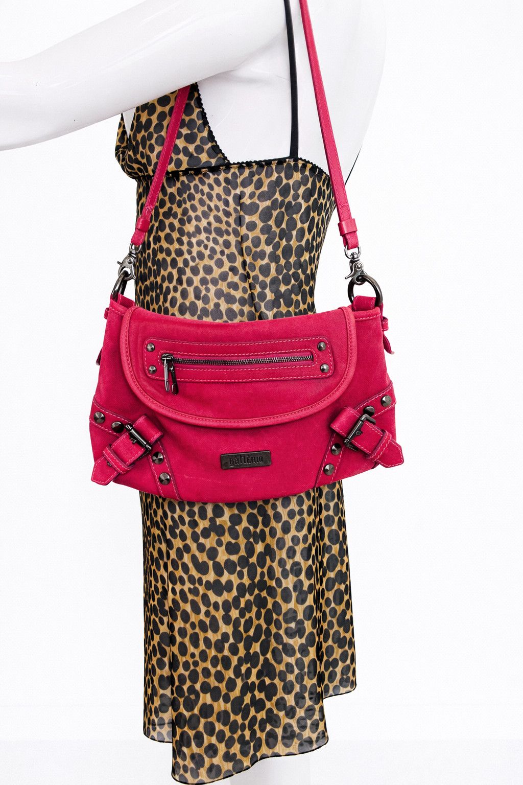 John Galliano John Galliano Pink Studded Leather Gazette Shoulder Bag Size ONE SIZE - 3 Thumbnail