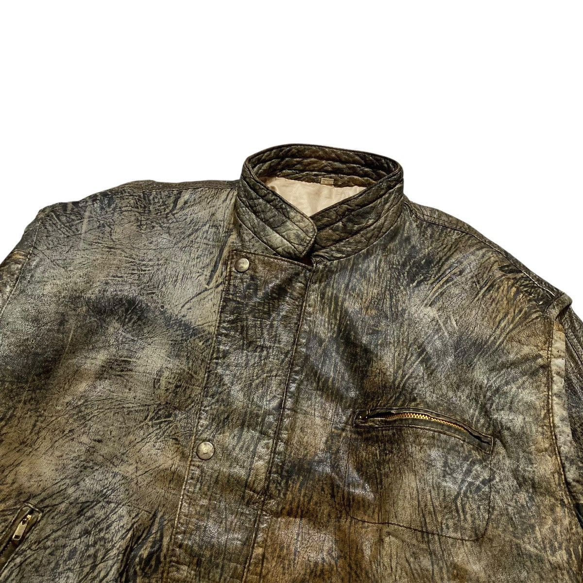 Ekam Vintage 90s Unknown Leather Jacket Boxy Rare Design Japanese Size US L / EU 52-54 / 3 - 3 Thumbnail