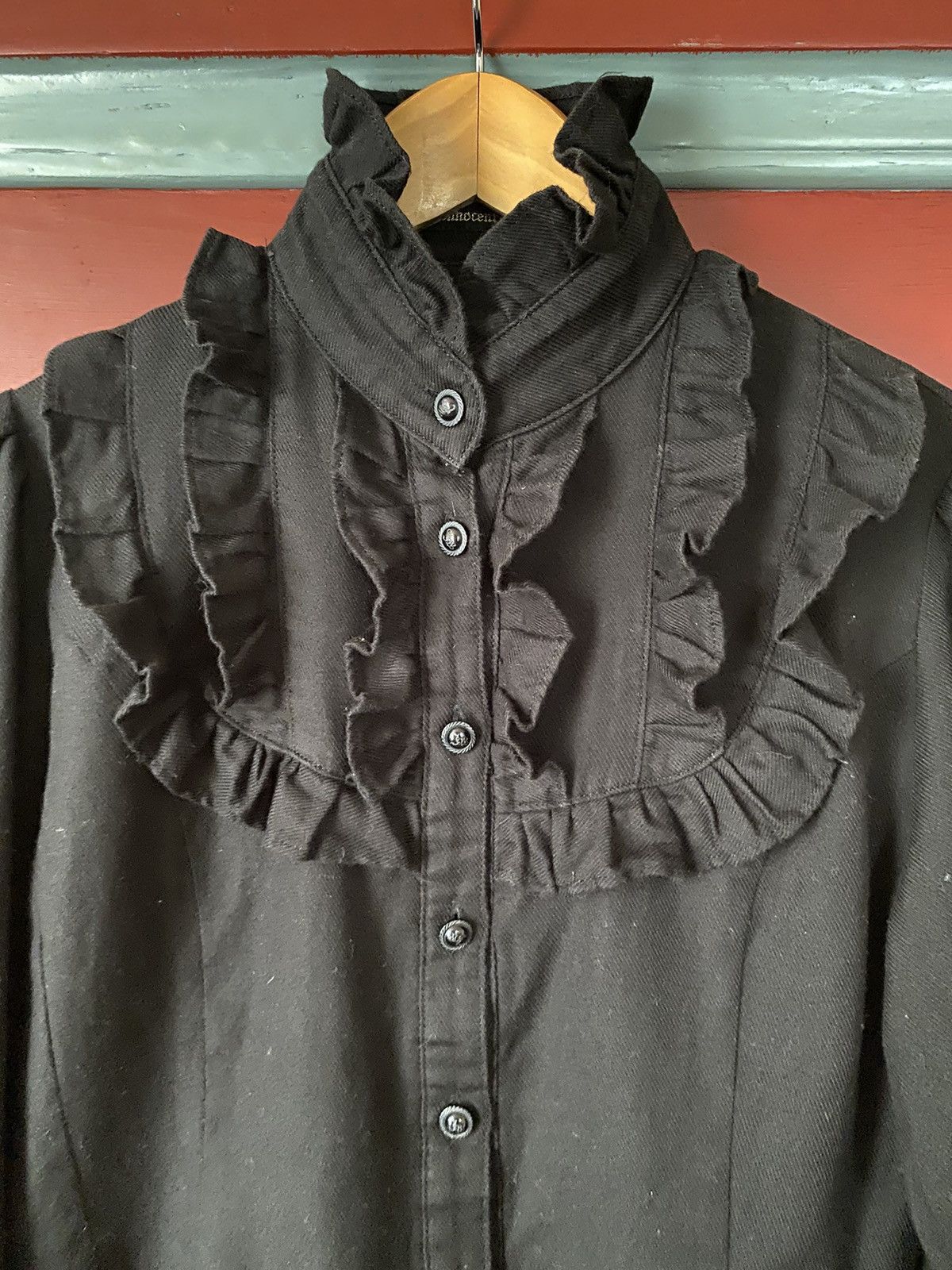 Designer × Japanese Brand Innocent World Y2K Punk Black Ruffle Collar Shirt Size S / US 4 / IT 40 - 6 Thumbnail