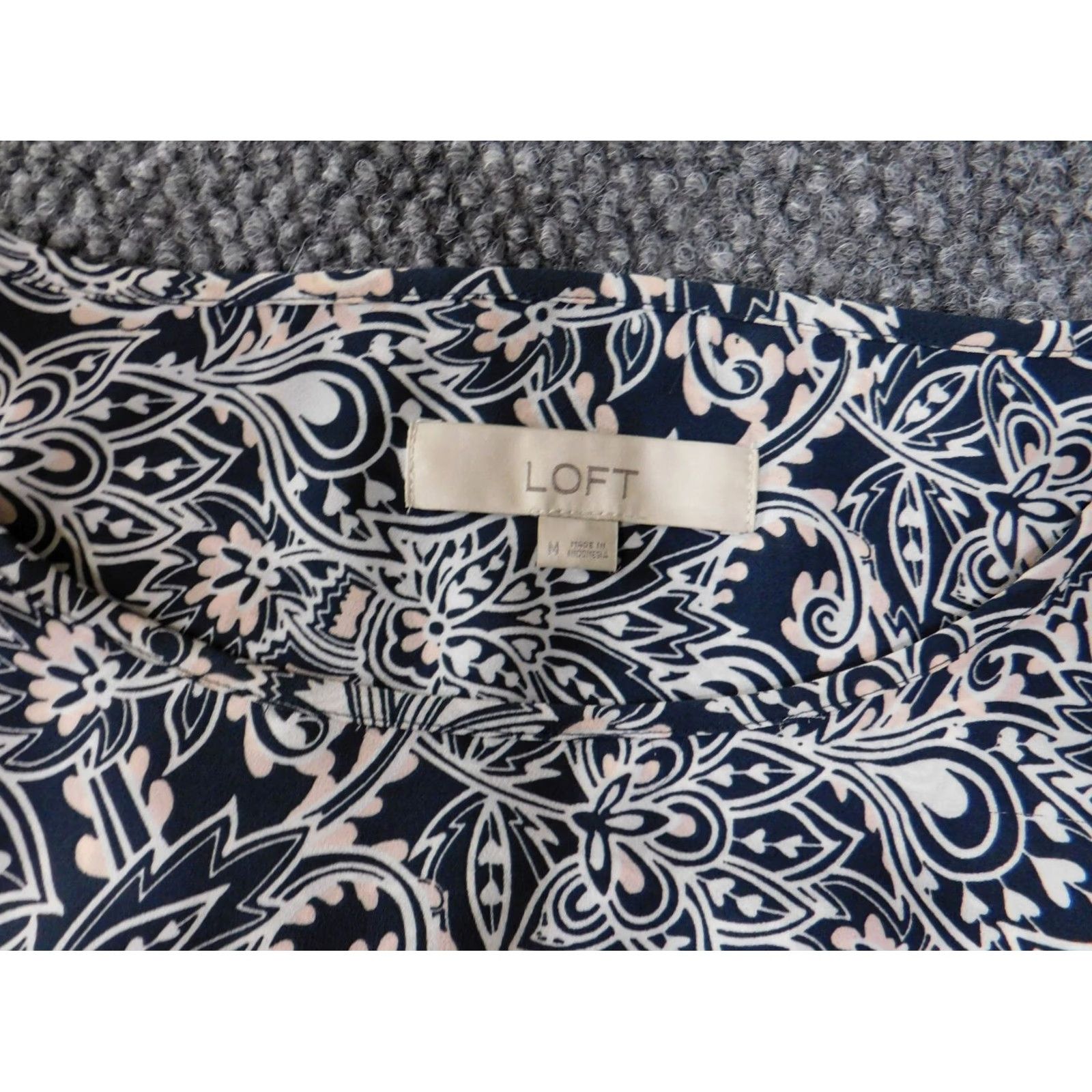 Ann Taylor Loft Top Medium Blue Floral Womens Pullover Coastal Cotton Polyester Casual Shirt Blouse M Womens Regular Knit Size M / US 6-8 / IT 42-44 - 7 Thumbnail