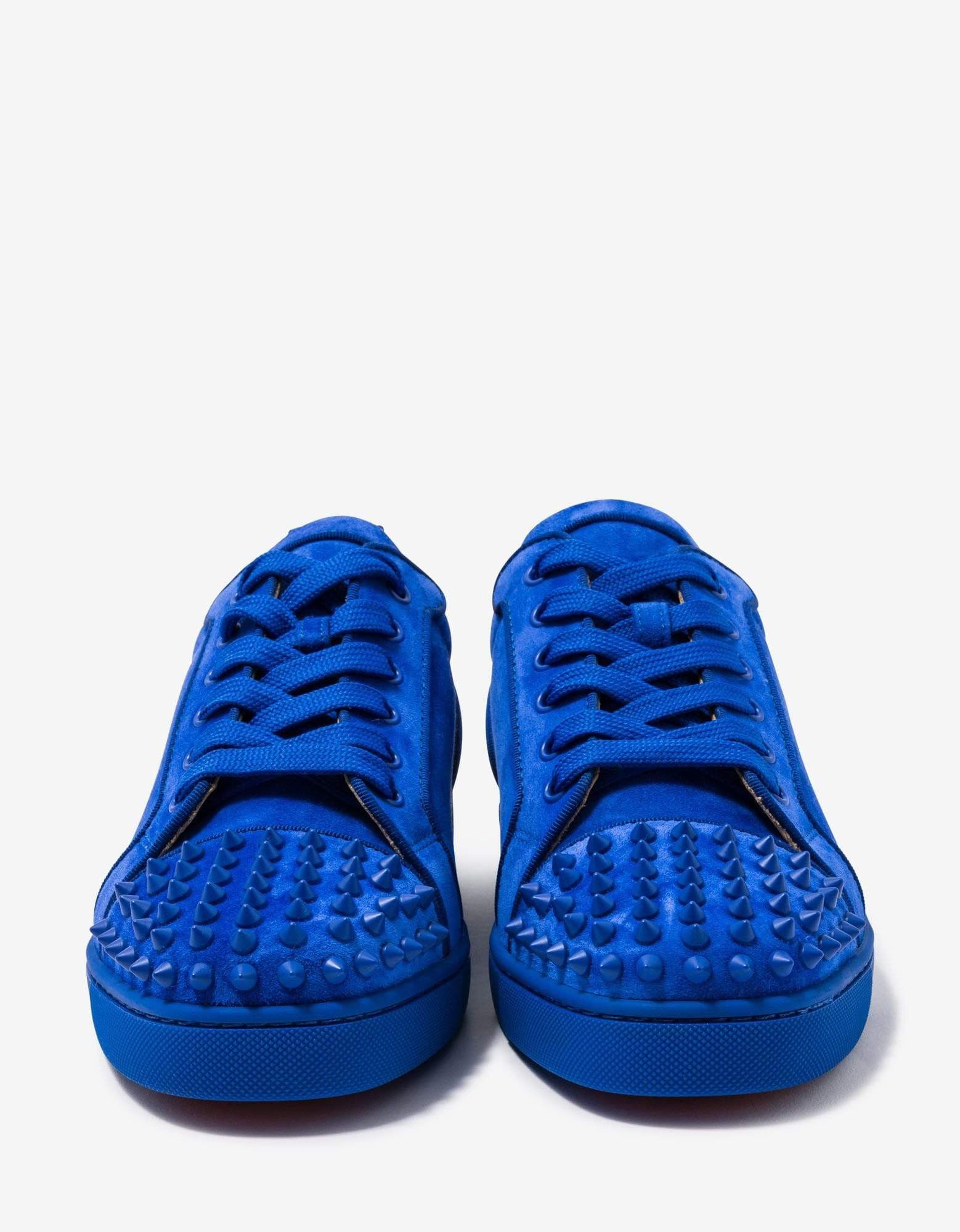 Christian Louboutin Louis Junior Spikes Orlato Blue Suede Trainers Size US 12 / EU 45 - 3 Thumbnail