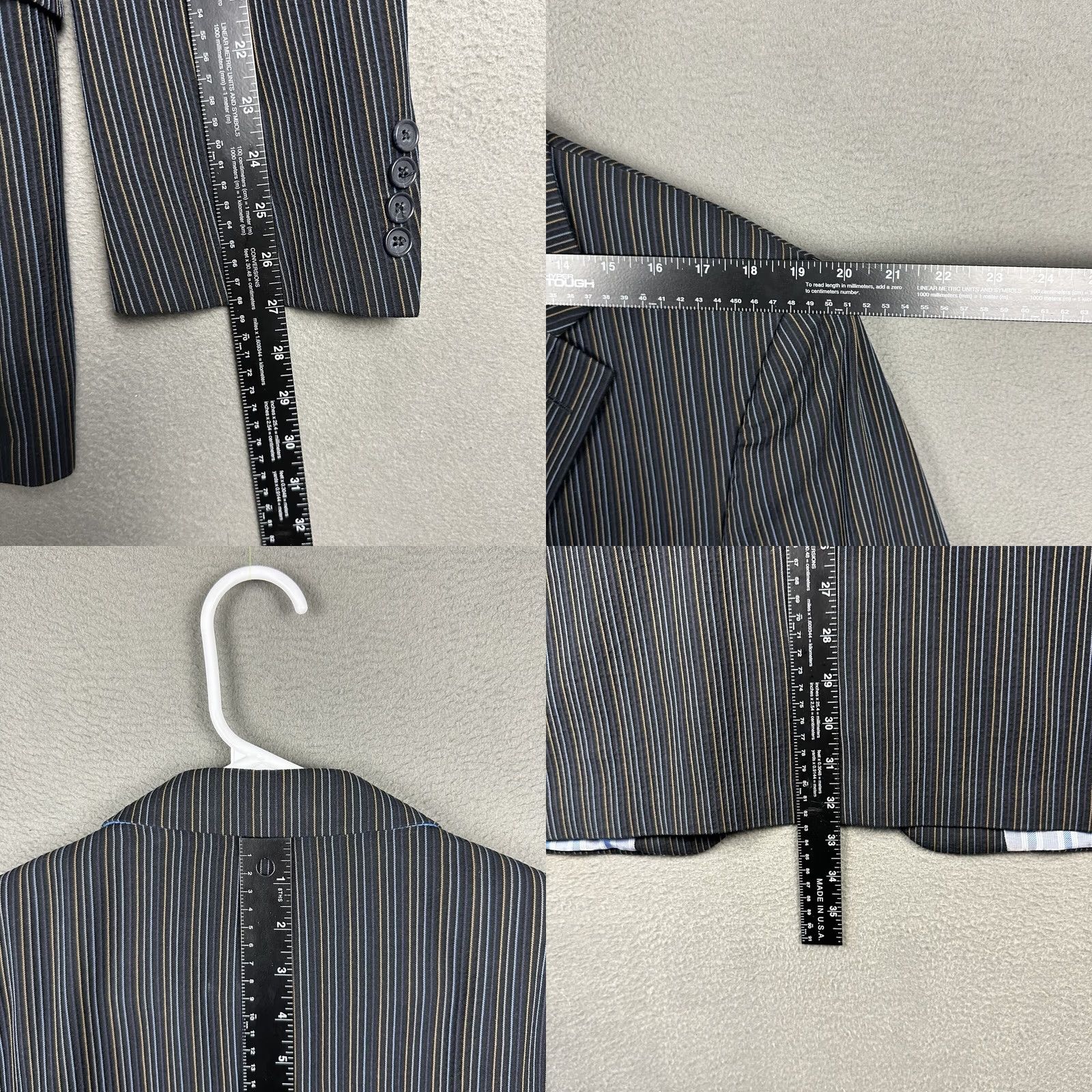 Jack Victor Jack Victor Prossimo Wool Black Striped Grovewood SPJ Blazer Sport Jacket 42L - Used Mens Size 42R - 9 Thumbnail