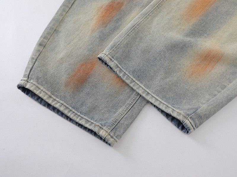 Vintage American retro tie-dye distressed curved jeans for men Size US 32 / EU 48 - 6 Thumbnail