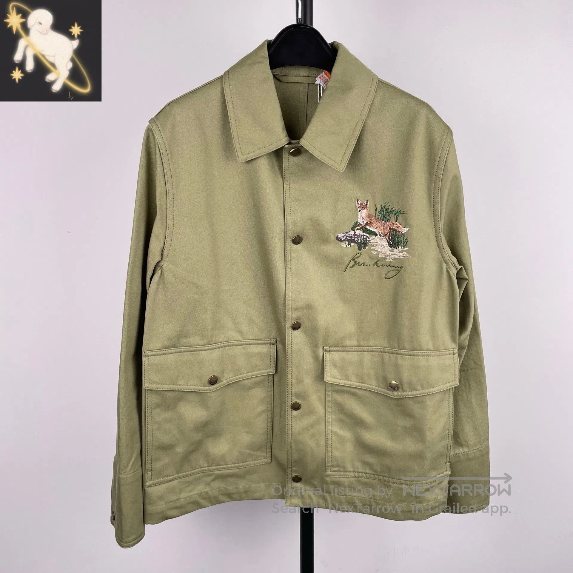Burberry Burberry Chest Fox Embroidered Cursive Logo Letter Green S Size US XS / EU 42 / 0 - 1 Thumbnail