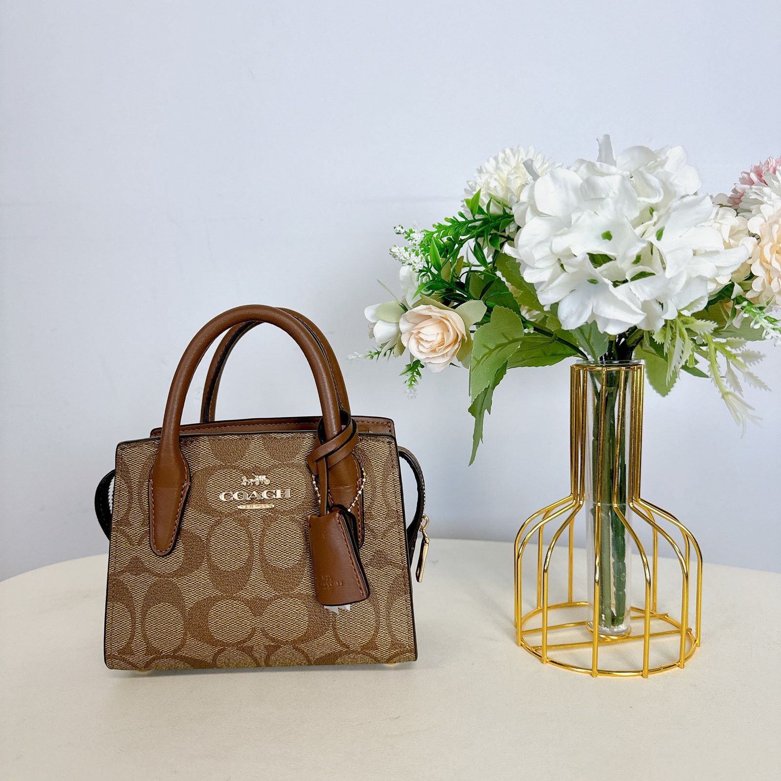 Coach Coach CO975 Andrea Mini Carryall IN Khaki Saddle 2 Size ONE SIZE - 3 Thumbnail