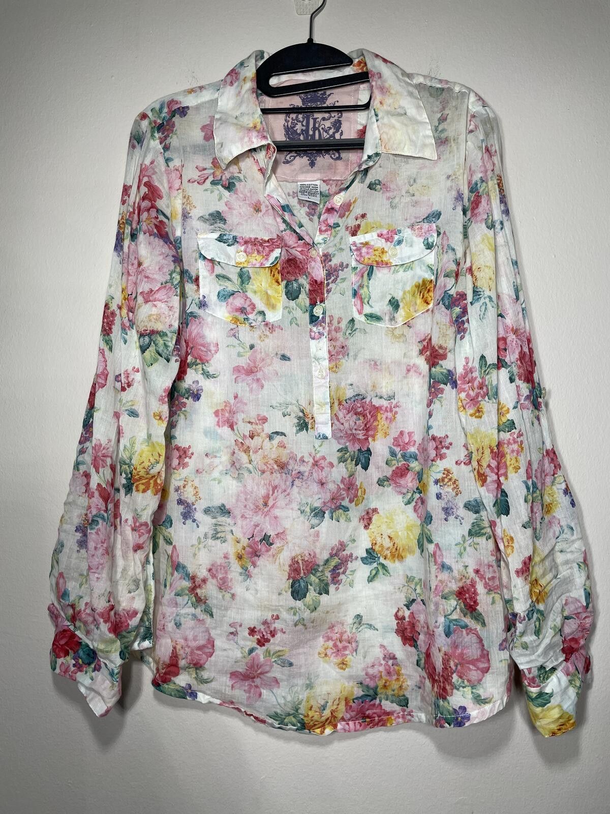 Other Vintage J.A.K. Floral Garden Blouse Fairy Grandmacore Sz L Size L / US 10 / IT 46 - 1 Thumbnail
