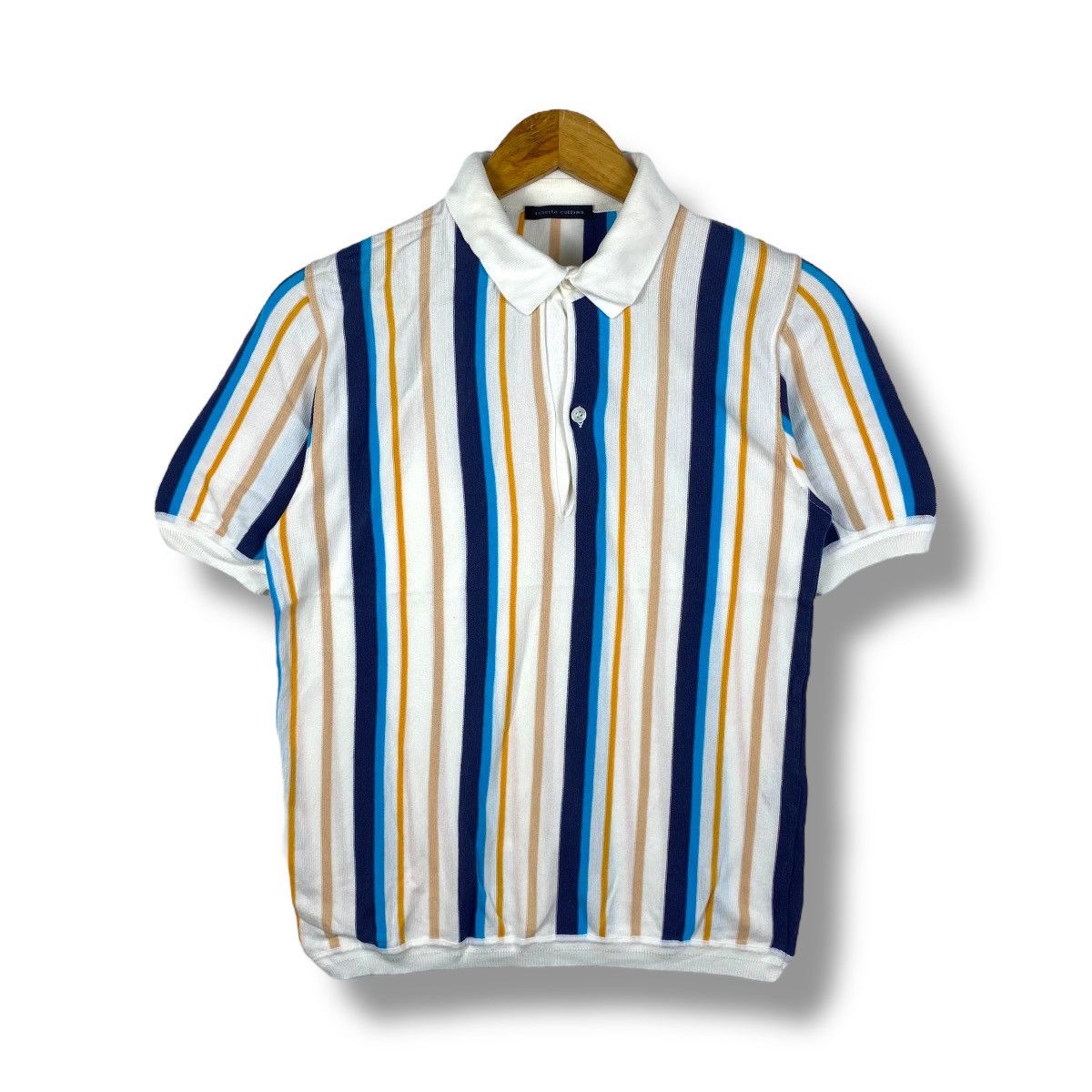 Designer × Roberto Collina Vintage ROBERTO COLLINA Knitted Striped Polo Made In Italy Size US S / EU 44-46 / 1 - 1 Thumbnail