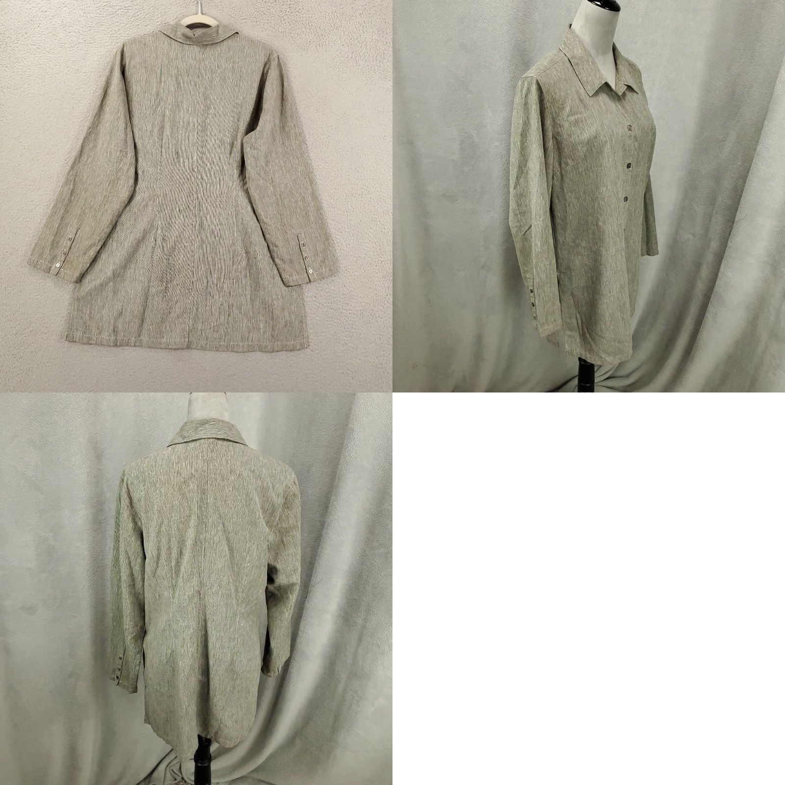Vintage Sigrid Olsen Tunic Shirt Womens 12 Gray Linen Blend Button Up Top Longline Size XL / US 12-14 / IT 48-50 - 8 Thumbnail