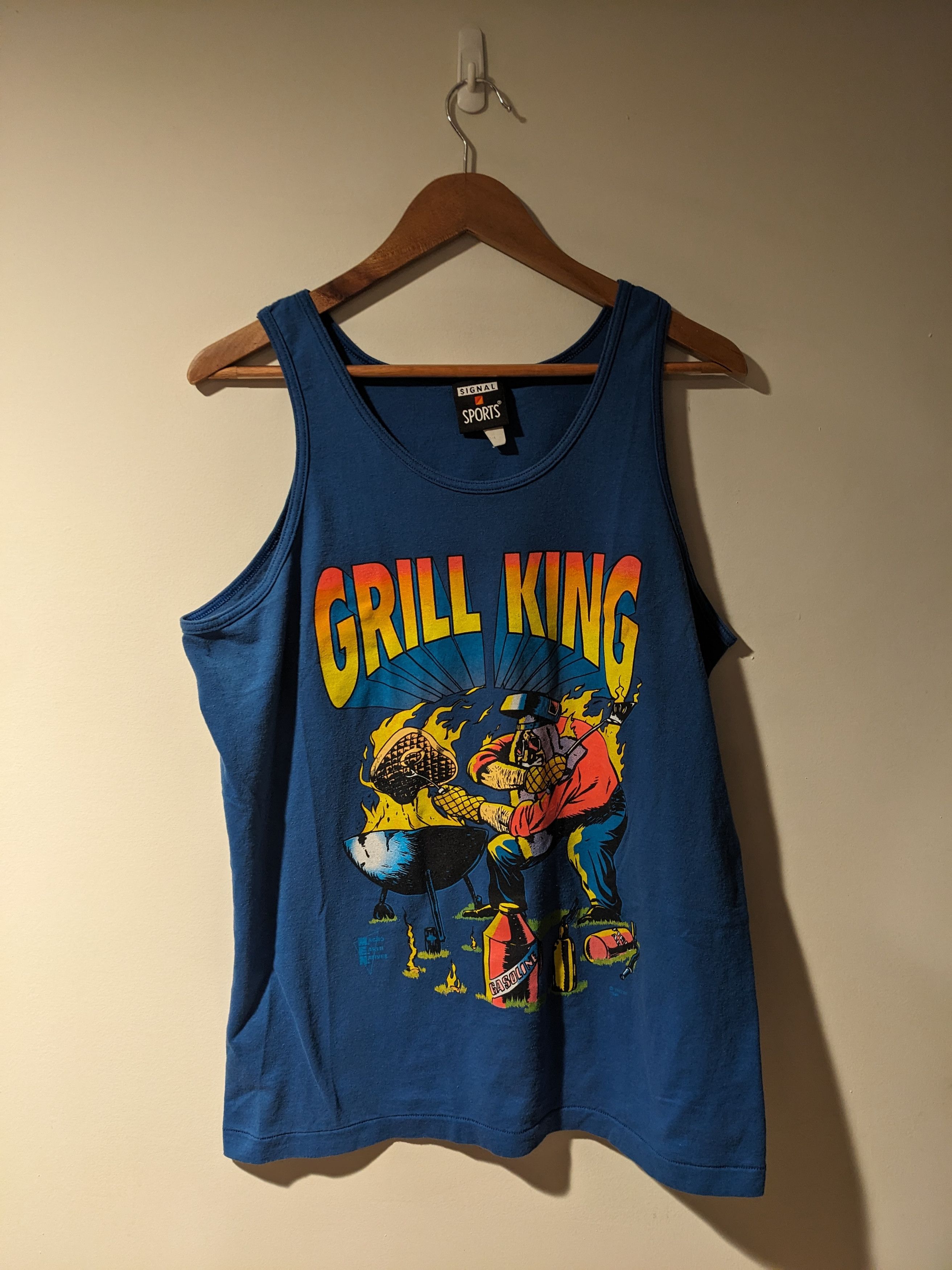 Signal Sport × Vintage Vintage 1992 Grill King Summer Cooking Blue Medium Tank Top Size US M / EU 48-50 / 2 - 1 Thumbnail
