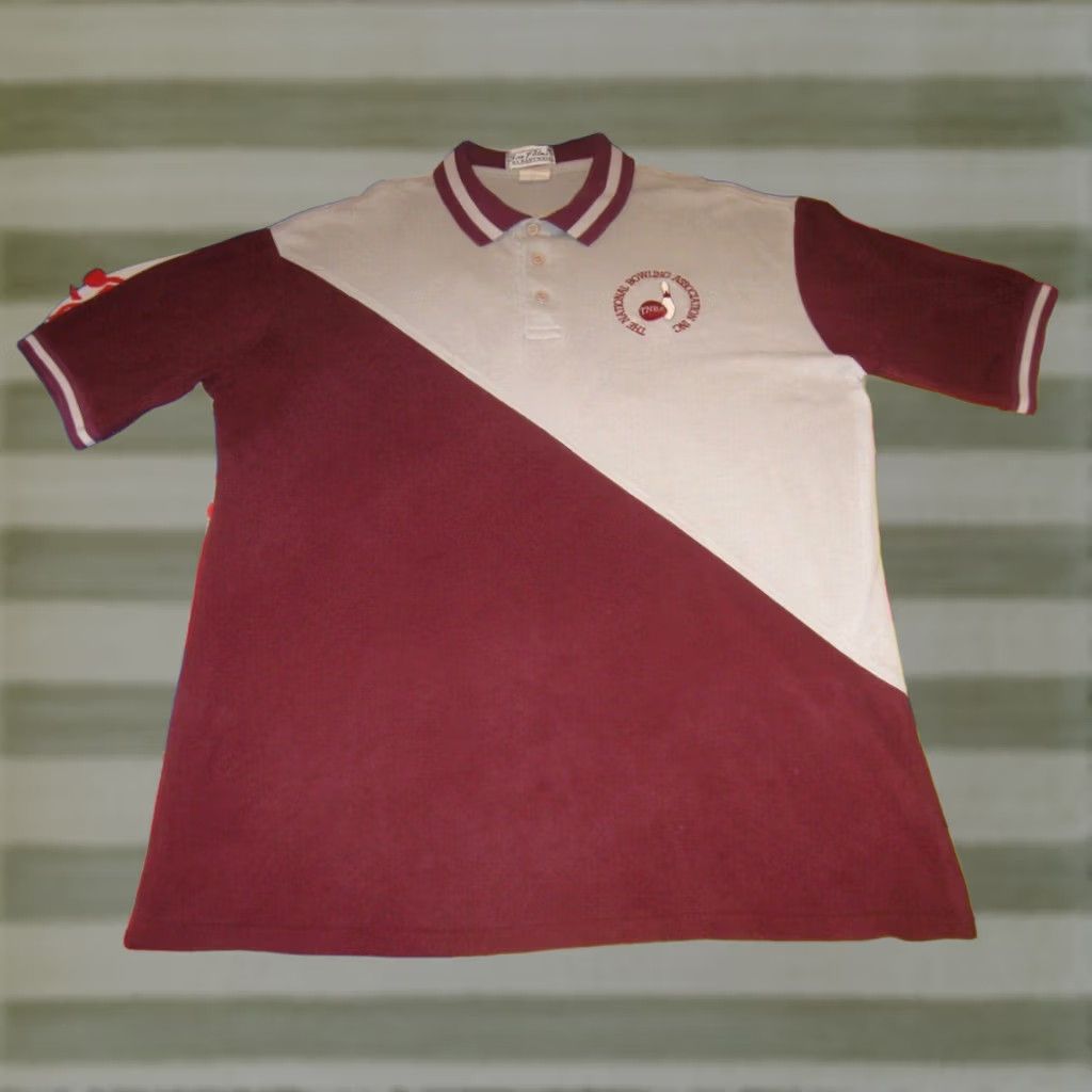 Vintage vintage THE NATIONAL BOWLING Association Polo Shirt Men's XL (slim) PINS STRIKE Size US XL / EU 56 / 4 - 1 Thumbnail