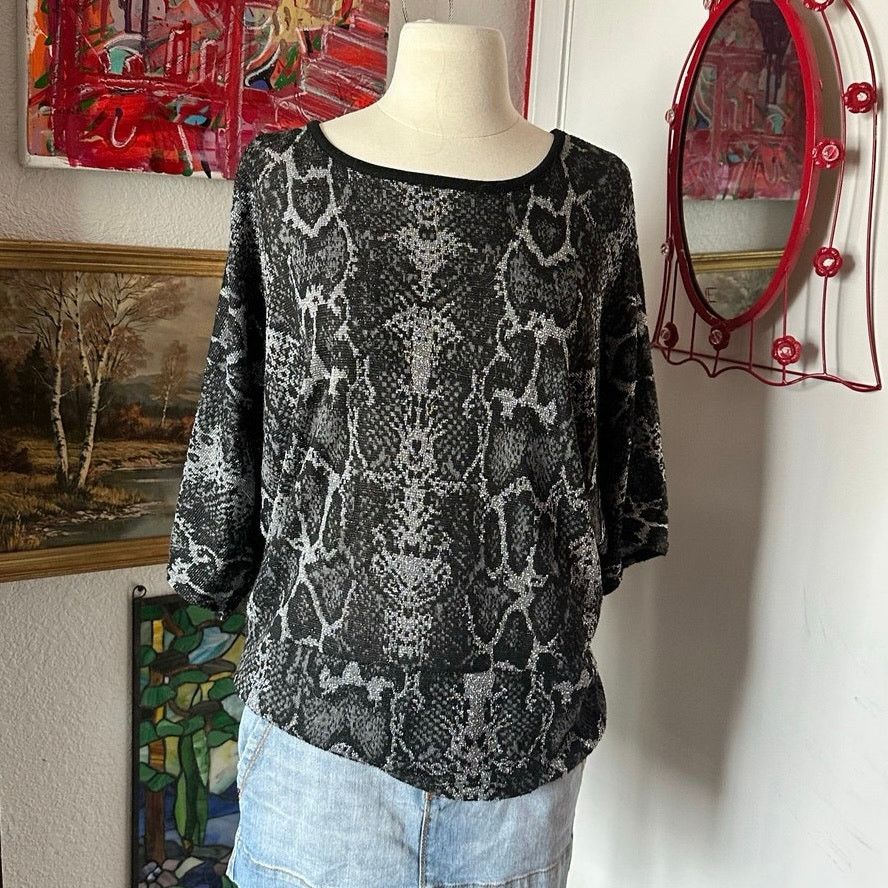 Other carolyn taylor black and grey snakeskin print sweater top Size M / US 6-8 / IT 42-44 - 1 Thumbnail