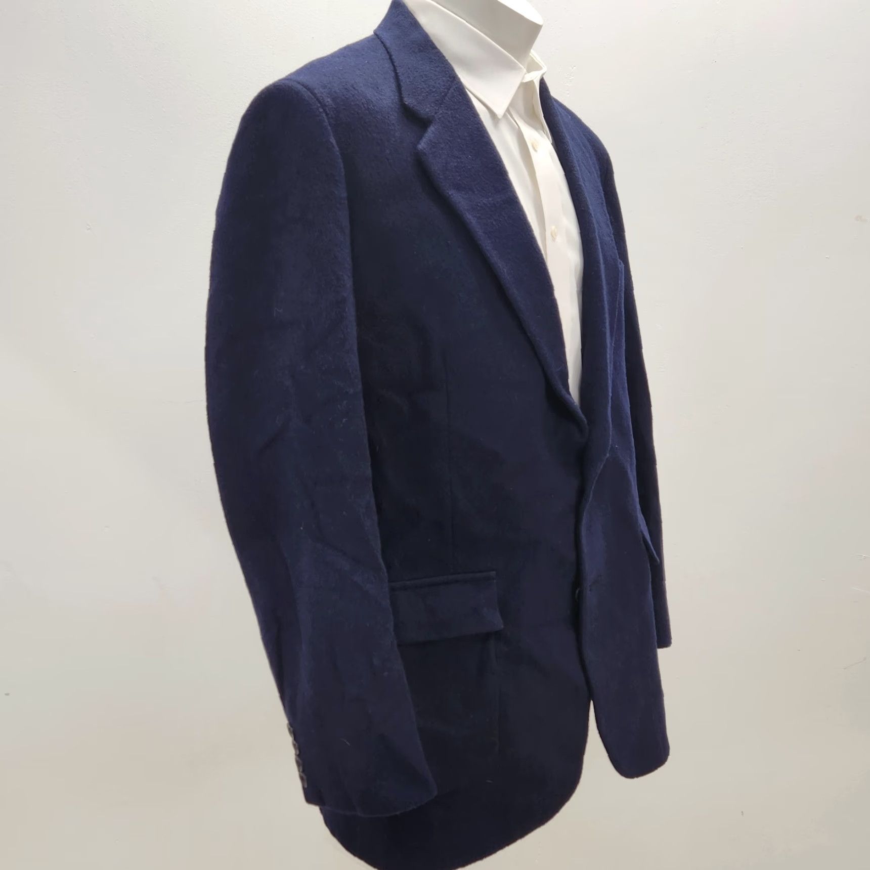 Vintage VINTAGE Nova Fides Blazer Jacket Men 46L Blue Cashmere Wool Lined Stylish 80s 90s City Designer Blazer Mens Size 46R - 4 Thumbnail