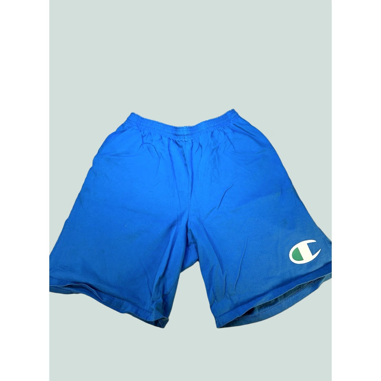 Champion Champion Athletic Shorts Mens M Blue Big Logo Drawstring Sweat Activewear Shorts Size US 31 - 1 Thumbnail