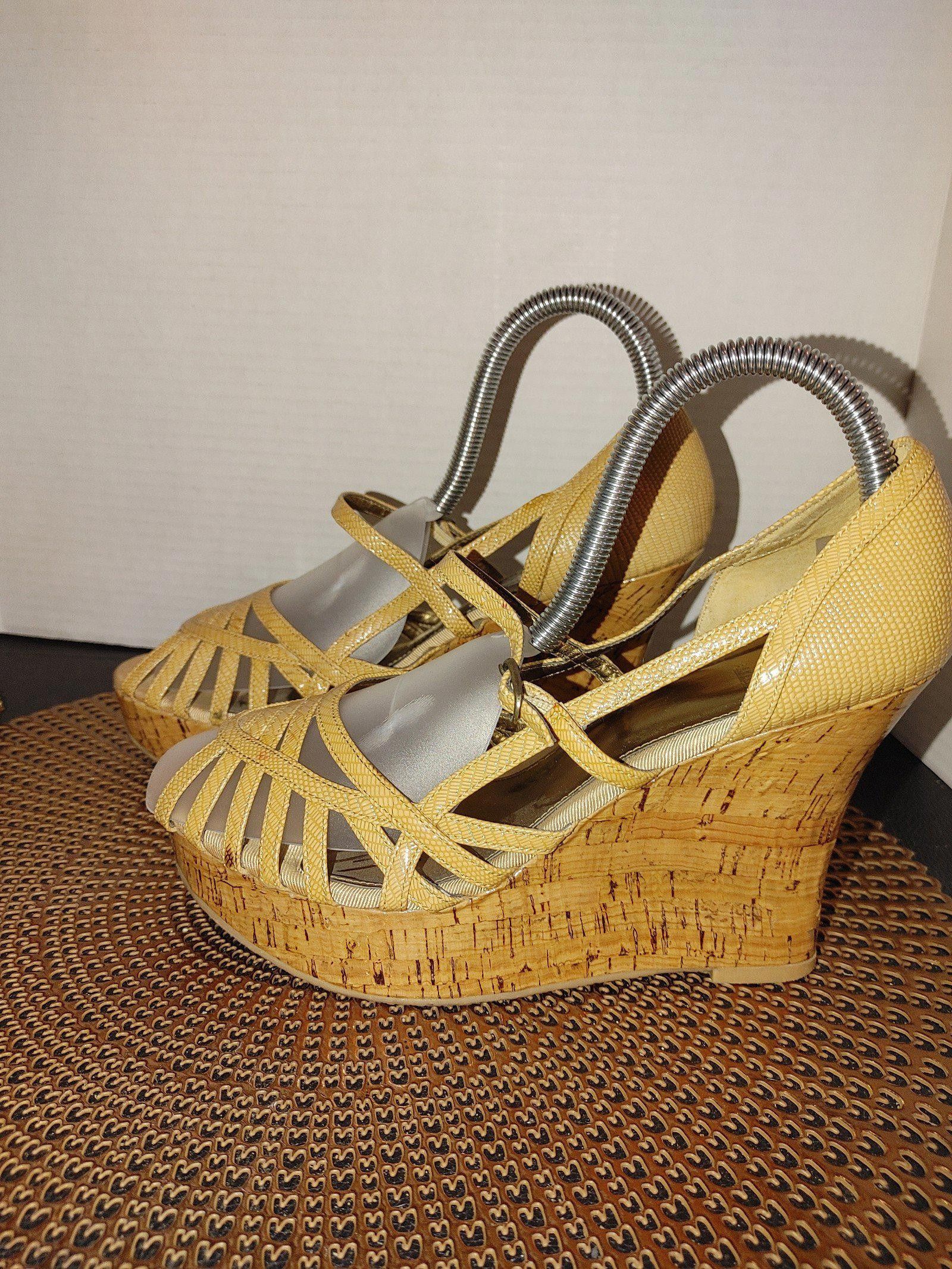 Ted Baker Bakers Porscha Strappy Cork Platform Wedge Heels Size 7.5B Size US 7.5 / IT 37.5 - 1 Thumbnail