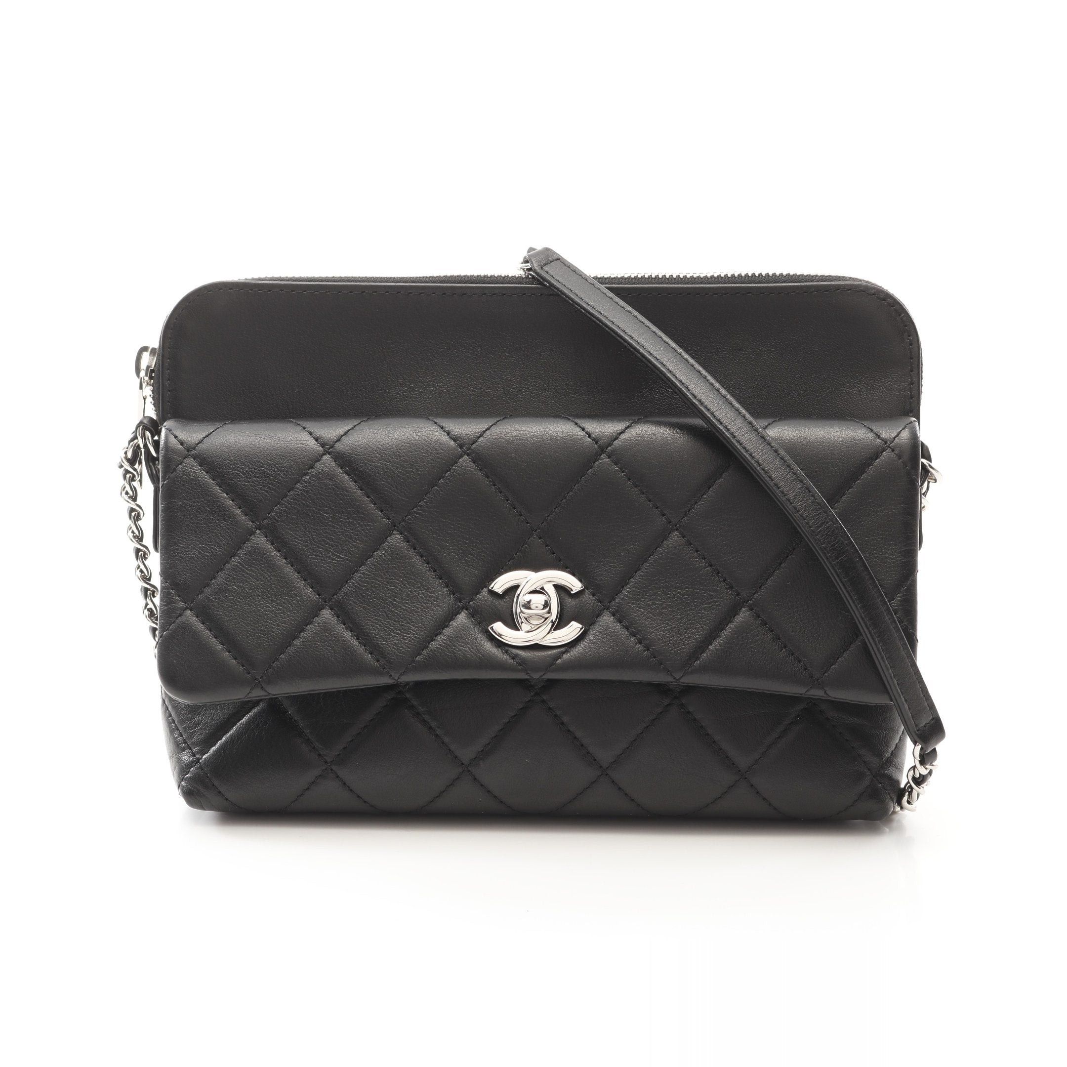 Chanel Chanel Matelasse Chain Shoulder Bag Lambskin Black Silver Hardware Size ONE SIZE - 1 Thumbnail