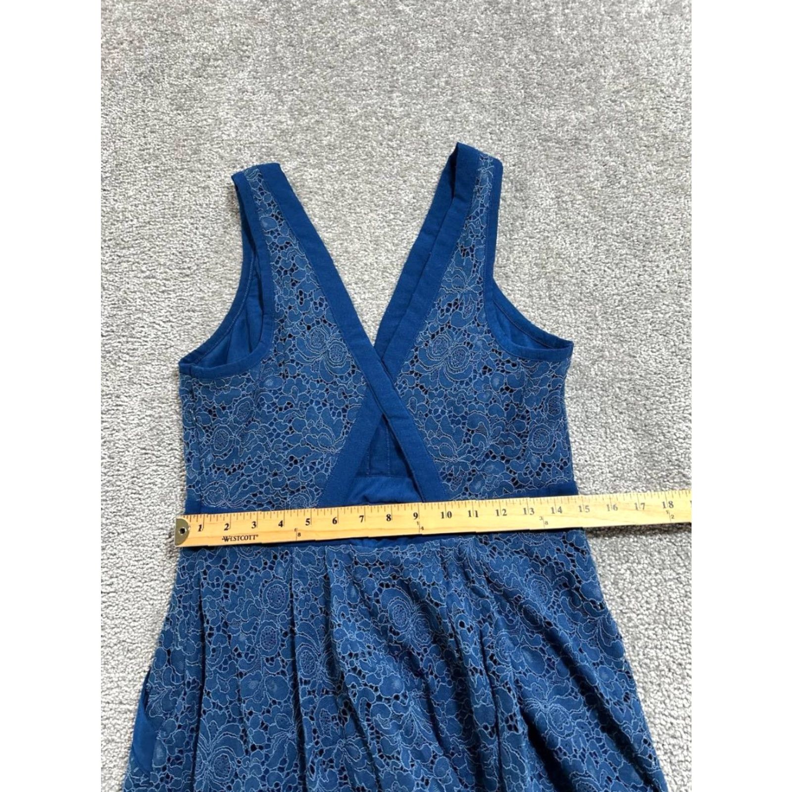 Free People Free People Lovely in Lace Mini Dress Womens Medium Blue Floral Pleated V Neck Size M / US 6-8 / IT 42-44 - 5 Thumbnail