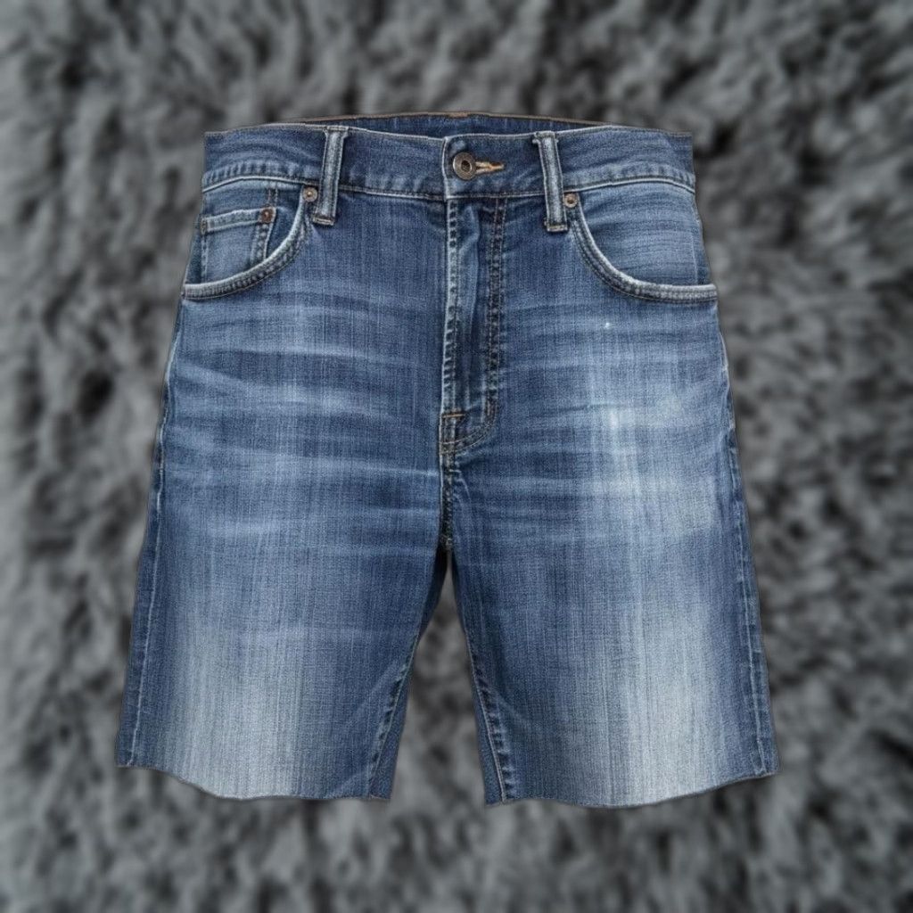 Lucky Brand Lucky Brand Bermuda Shorts Mens 34 Blue Slim Distressed Raw Hem Denim Pocket Pockets Casual Summer USA 121 Heritage Slim Mens Size US 34 / EU 50 - 1 Thumbnail
