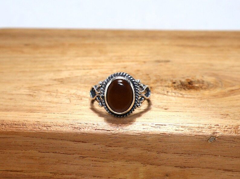 Handmade Smoky Quartz Ring: Handmade 925 Sterling Silver Promise Ring Size ONE SIZE - 2 Thumbnail