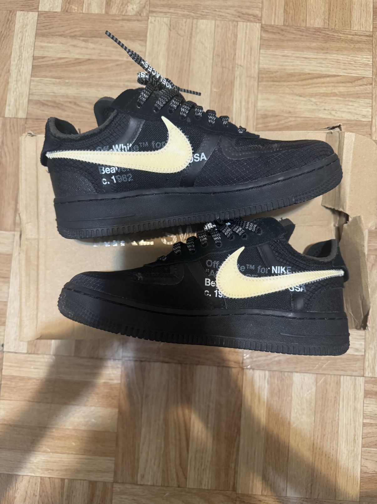Nike × Off-White Off-White Nike Air Force 1 Black Size US 5.5 / EU 38 - 2 Thumbnail