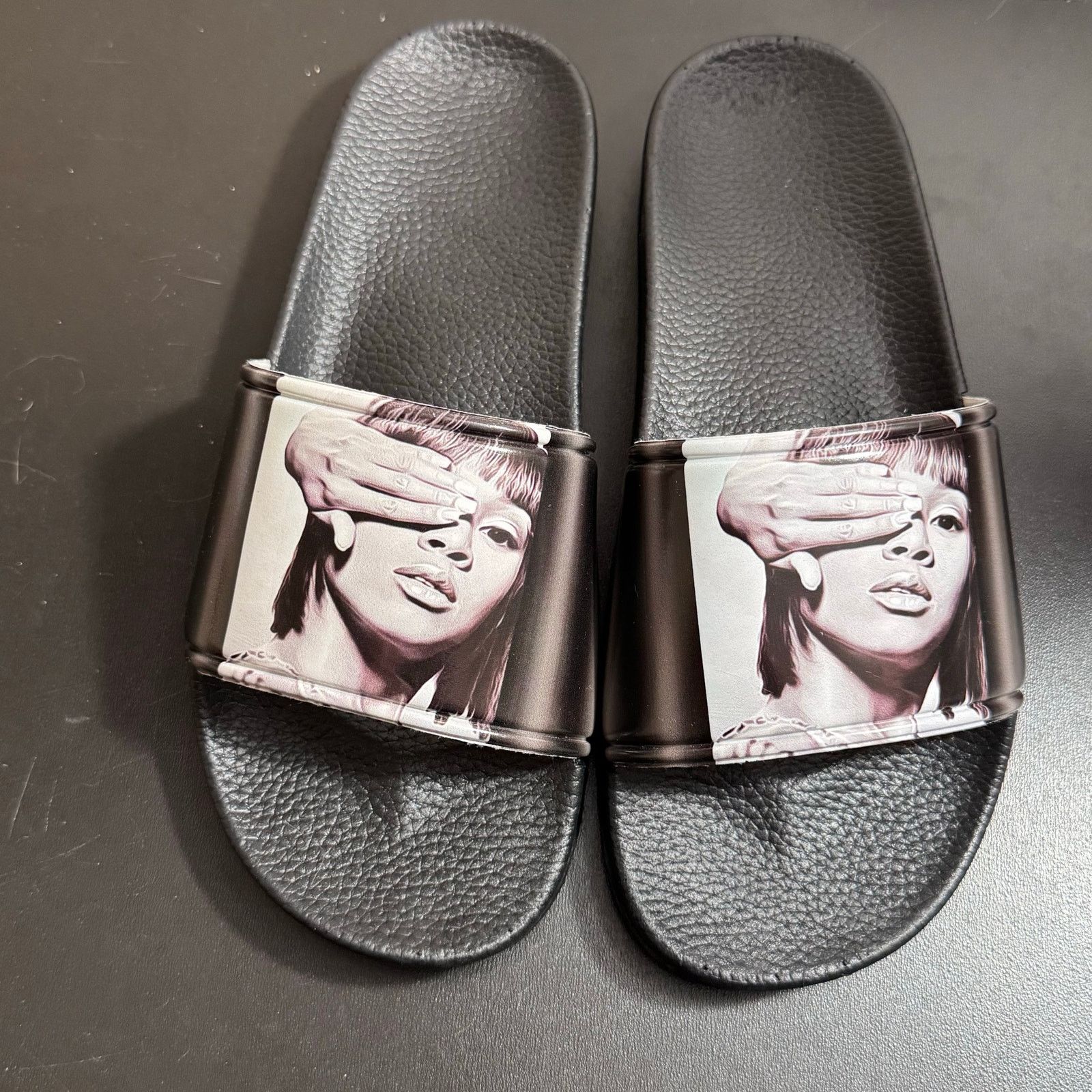 Other •NEW• Black female Graphic Slide/Sandals – Size EU 41 (9W) Size US 9 / IT 39 - 2 Thumbnail
