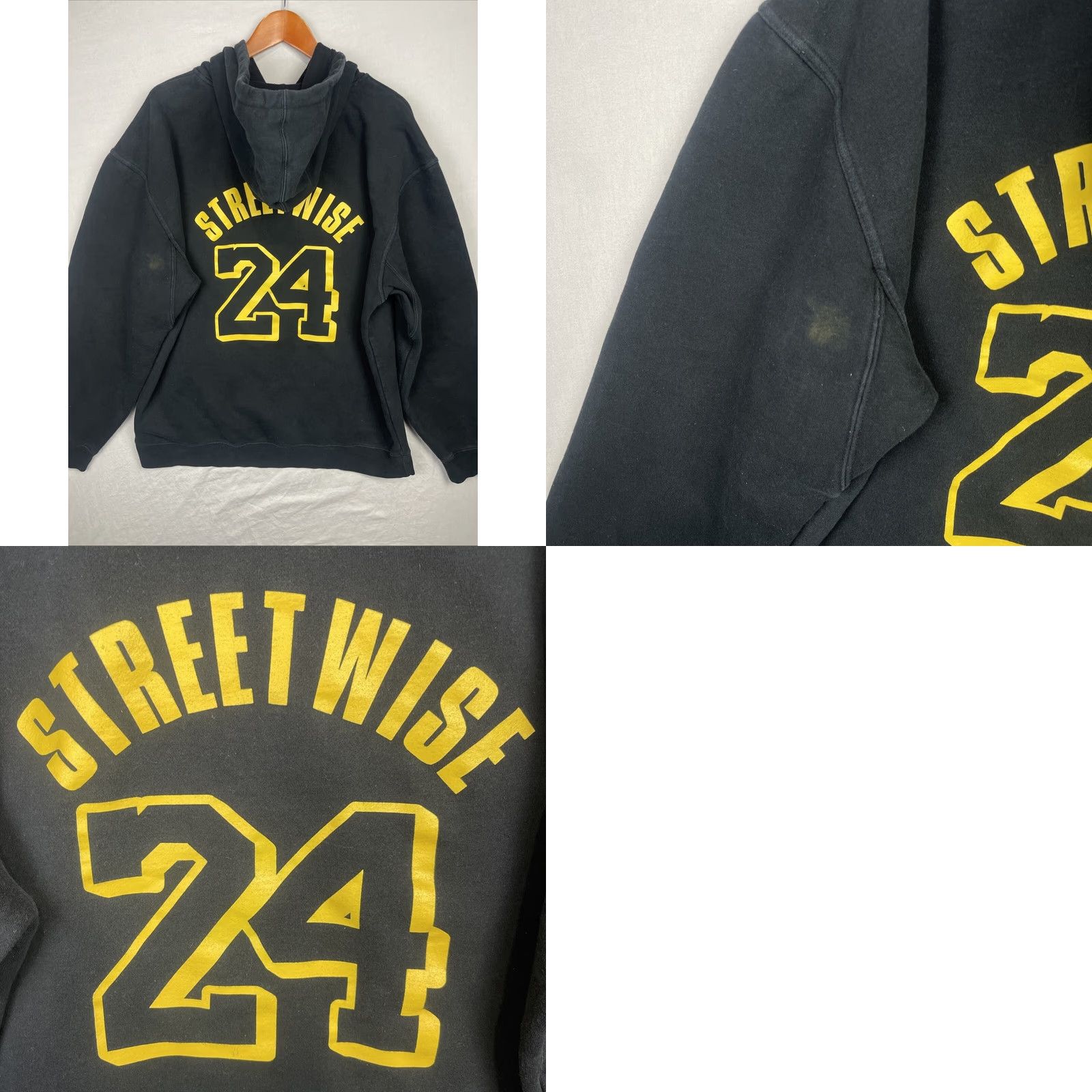 Vintage Streetwise Hoodie Mens XL Black Yellow Pullover Fleece Kobe Memorial Sweatshirt Size US XL / EU 56 / 4 - 9 Thumbnail