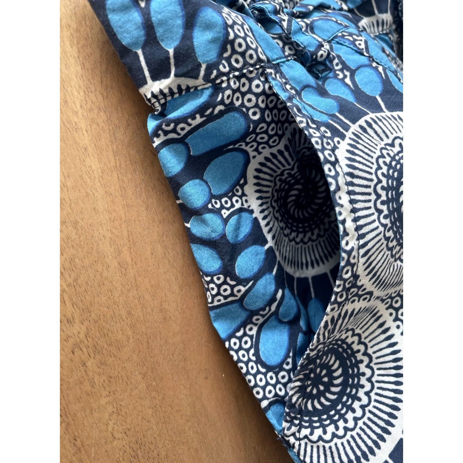 Figue Figue Zuri African Moon Floral Cropped Pants Womens S Blue Silk? (Oops) Size 28" / US 6 / IT 42 - 4 Thumbnail