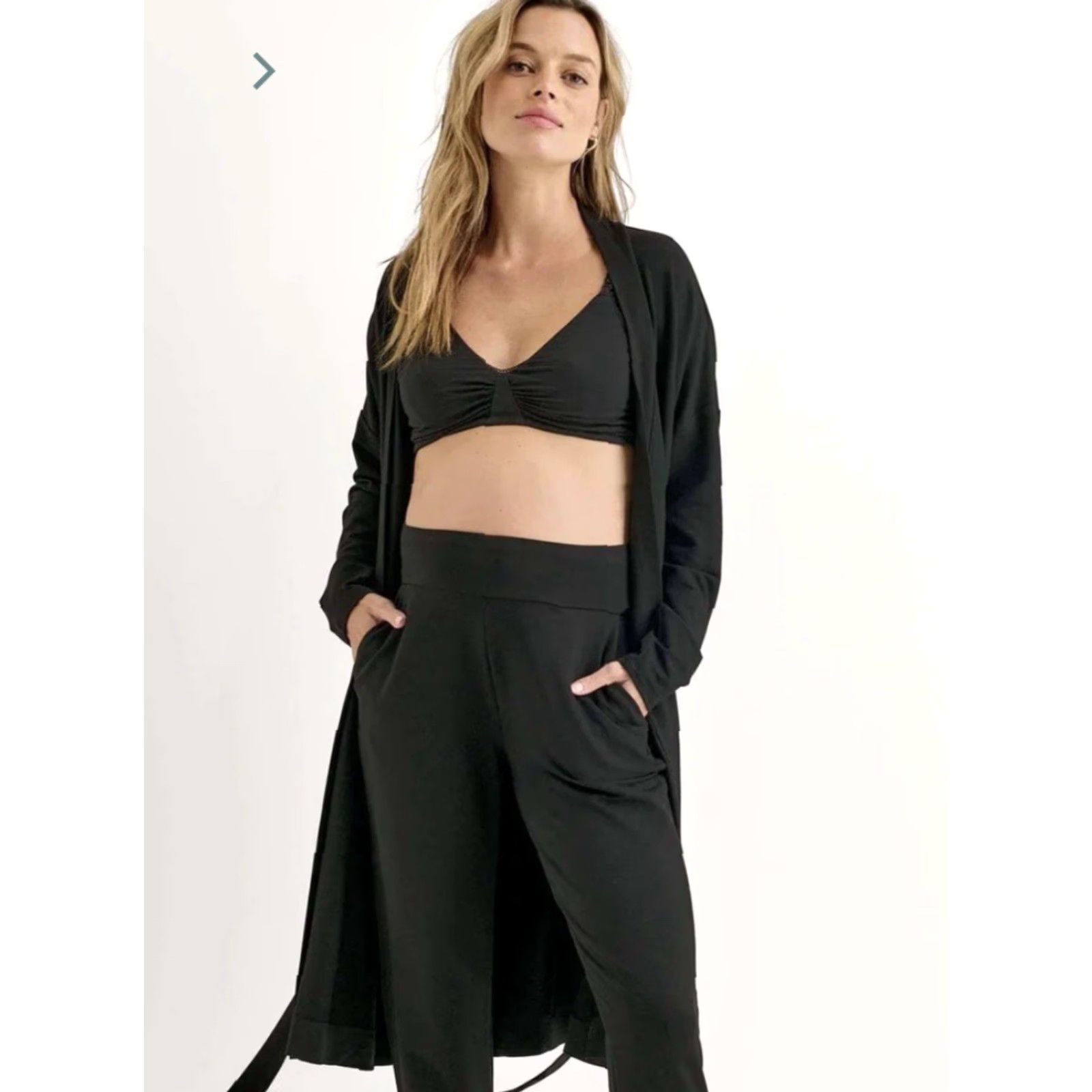 Vintage **Maternity Black Nursing Robe - One Size** User: Maternity Black Nursing Robe - One Size Size ONE SIZE - 2 Thumbnail