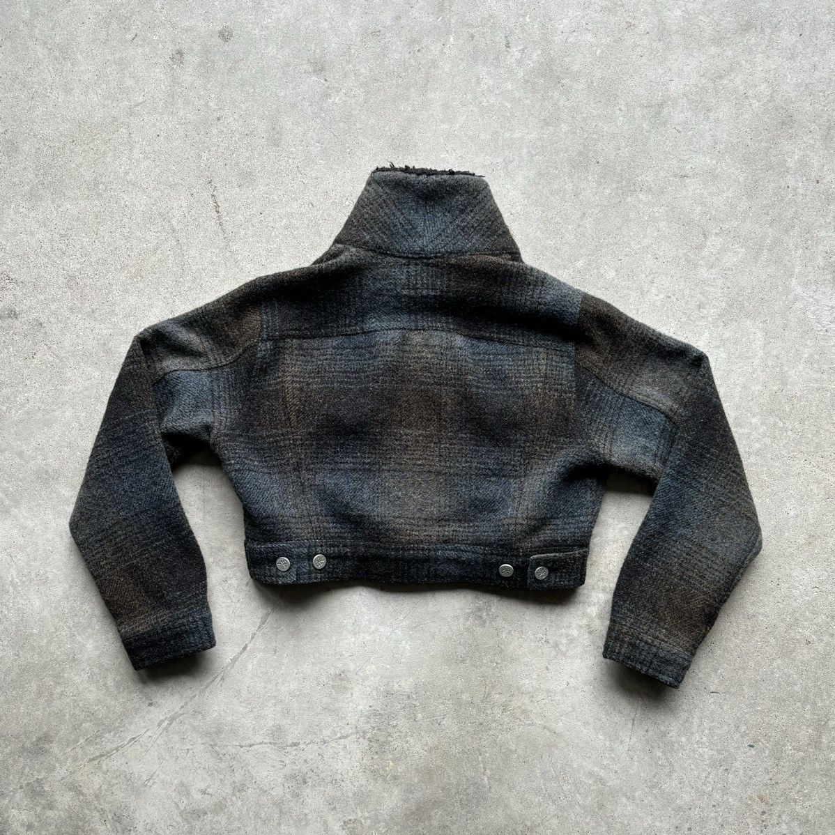 Calvin Klein × Vintage vintage 90s CALVIN KLEIN JEANS Plaid Wool Cropped jacket Size S / US 4 / IT 40 - 8 Thumbnail