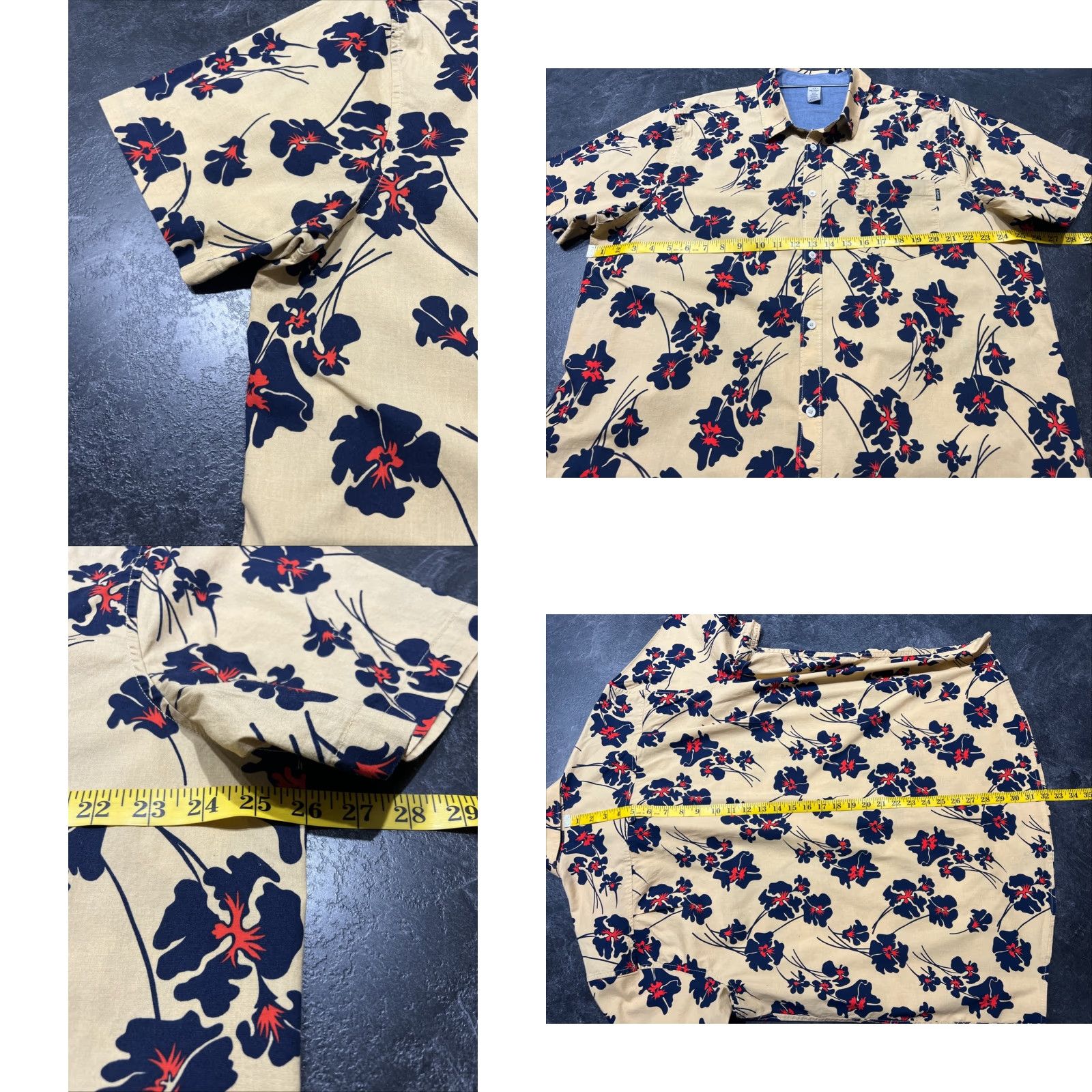 Hurley Hurley Shirt Button Front Hawaiian Stretch Floral 2XL Beige Men Short Sleeve Button-Up Shirt Tan Print Regular Collar Spread Size US XXL / EU 58 / 5 - 8 Thumbnail