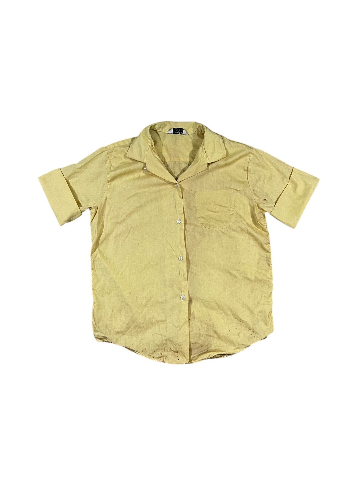 Vintage Vintage 70s Yellow Short Sleeve Loop Collar Shirt Size S / US 4 / IT 40 - 1 Thumbnail