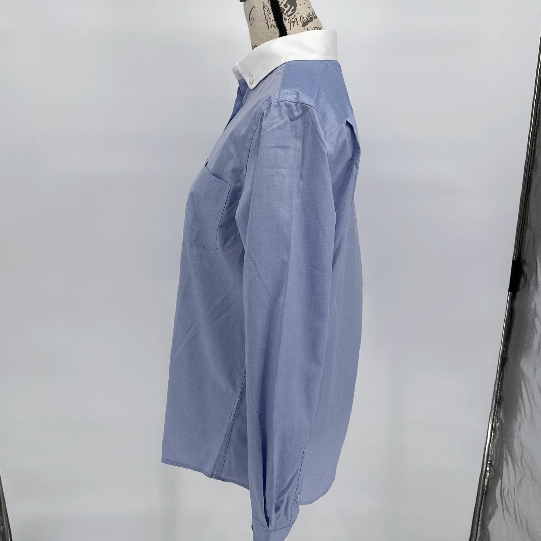 Coach Coach Shirt Womens 10 Blue Chambray Contrast Collar Button Front Cotton Size L / US 10 / IT 46 - 3 Thumbnail