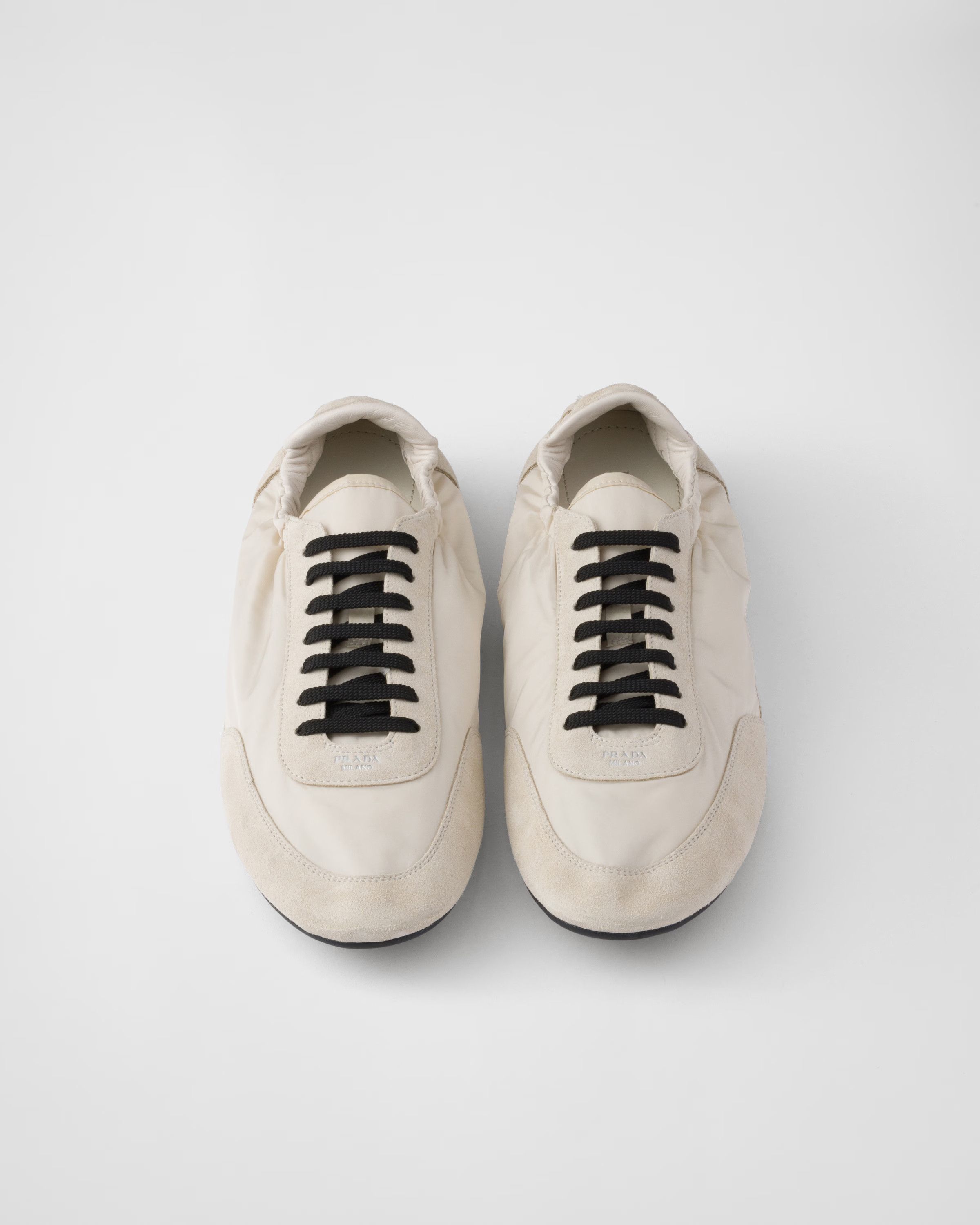 Prada Ivory Collapse Re-Nylon and suede elasticized sneakers Size US 11 / EU 44 - 12 Thumbnail