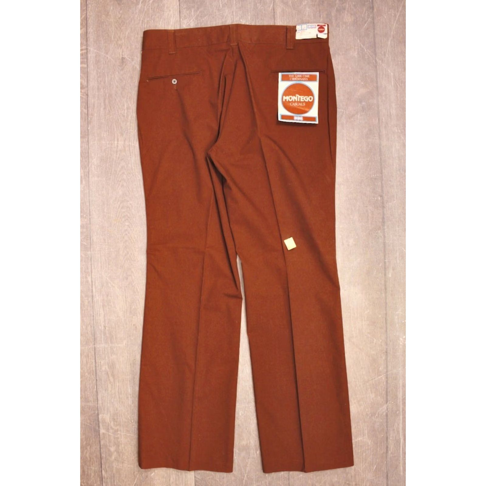 Vintage VINTAGE Big Smith Pants 37x32 1970s Brown PolyCotton Disco Casuals Mens Size US 37 - 3 Thumbnail