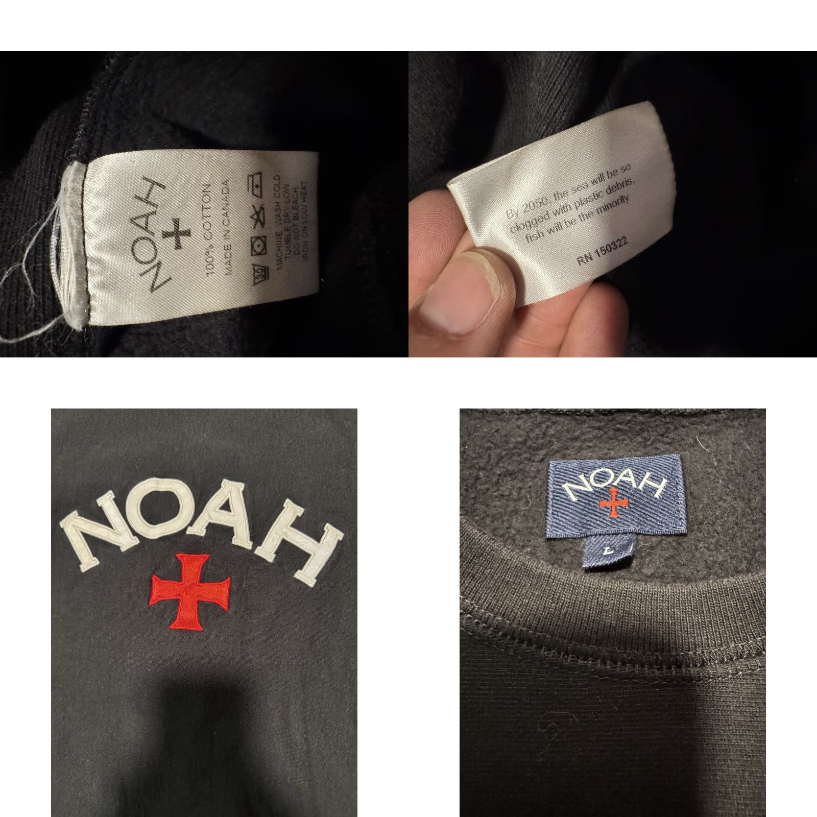 Noah NOAH NYC Sweatshirt Mens Black Large Graphic Print Logo Crew Neck Fleece Size US S / EU 44-46 / 1 - 11 Thumbnail