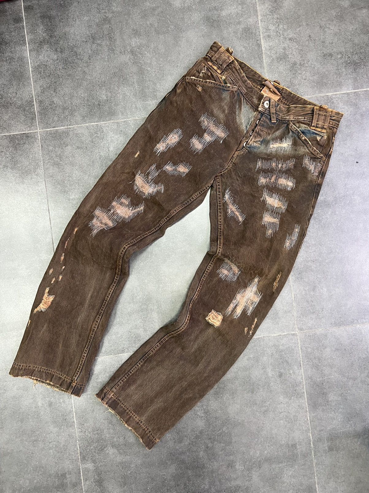 Dolce & Gabbana × Vintage Dolce Gabbana sashiko distressed avant Garde y2k dg jeans Size 30" / US 8 / IT 44 - 12 Thumbnail