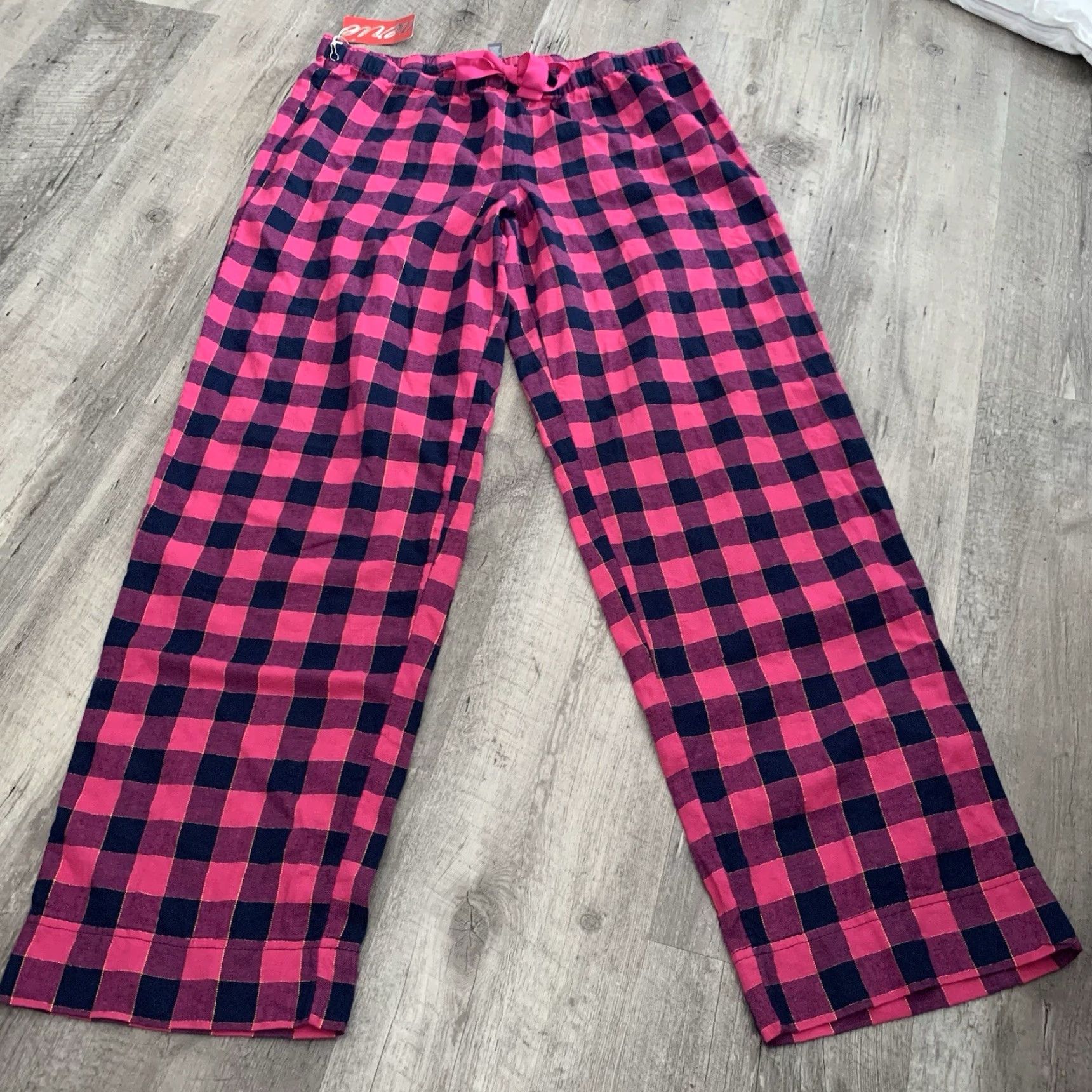 Vintage AERIE Lounge Pants Womens Large Pink Check w Gold Relaxed Elastic No Pockets NEW Size 36" / US 14 / IT 50 - 3 Thumbnail