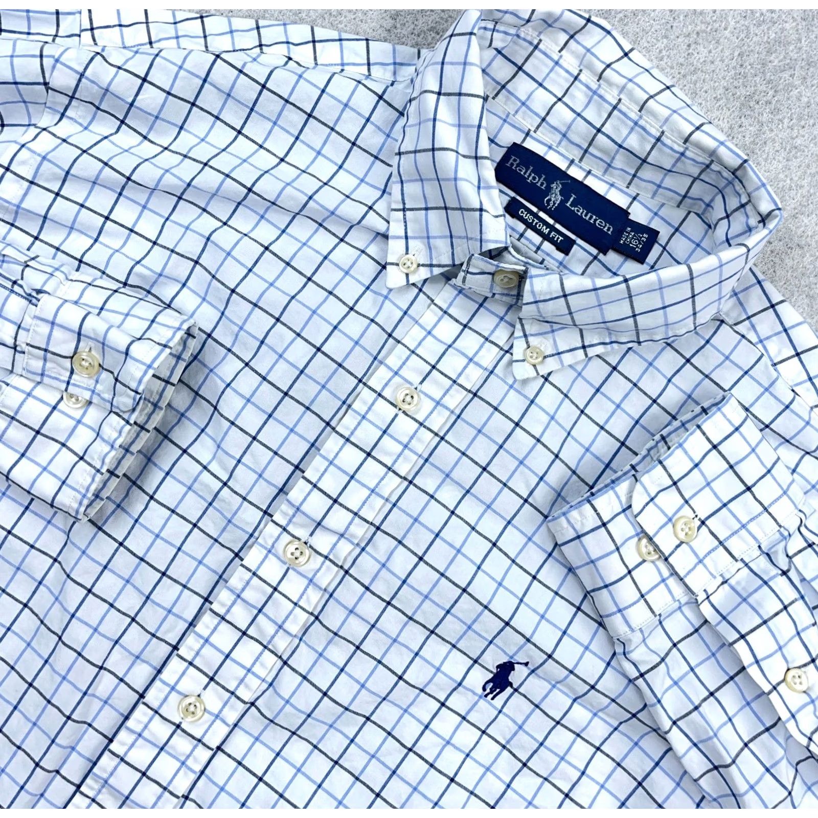 Ralph Lauren Ralph Lauren Shirt Men Large White Blue Button Up Poplin Custom Fit Plaid 16.5 Size US L / EU 52-54 / 3 - 2 Thumbnail